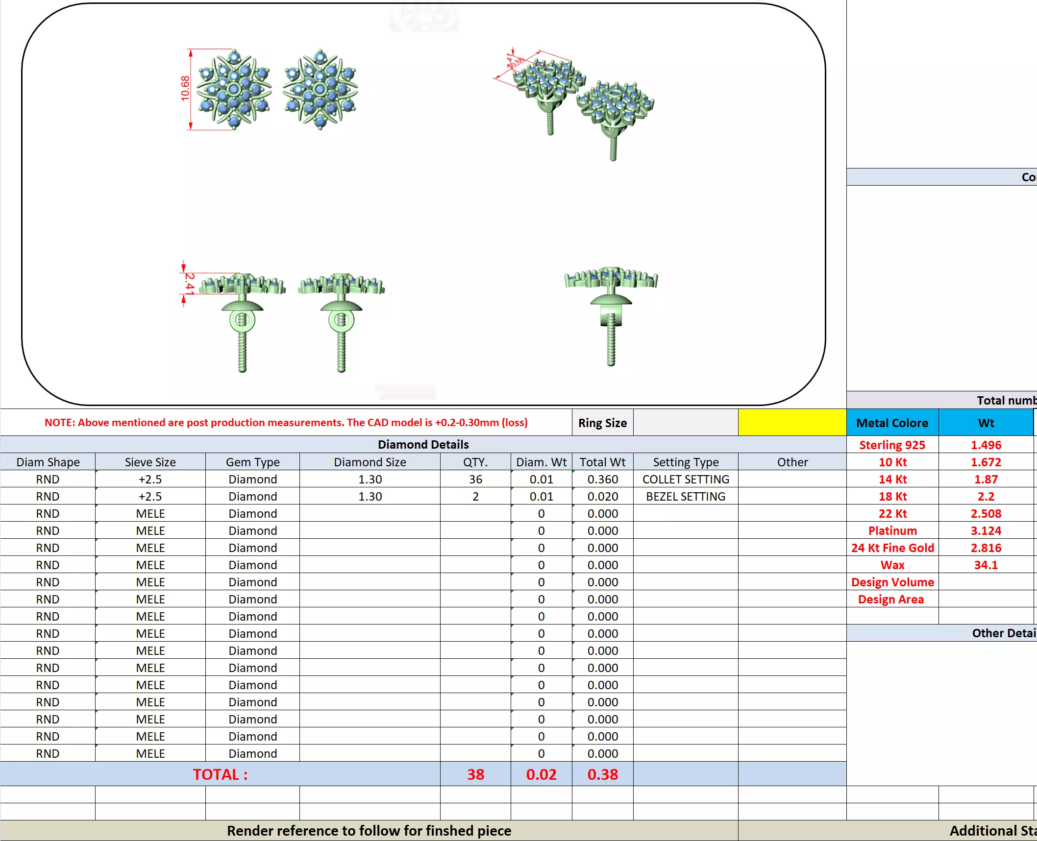 Round Cut Cluster Diamond Stud Earring 3DM STL Video 3D print model_13
