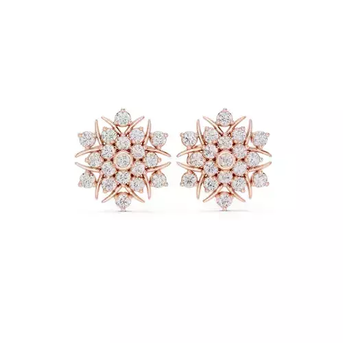 Round Cut Cluster Diamond Stud Earring 3DM STL Video 3D print model
