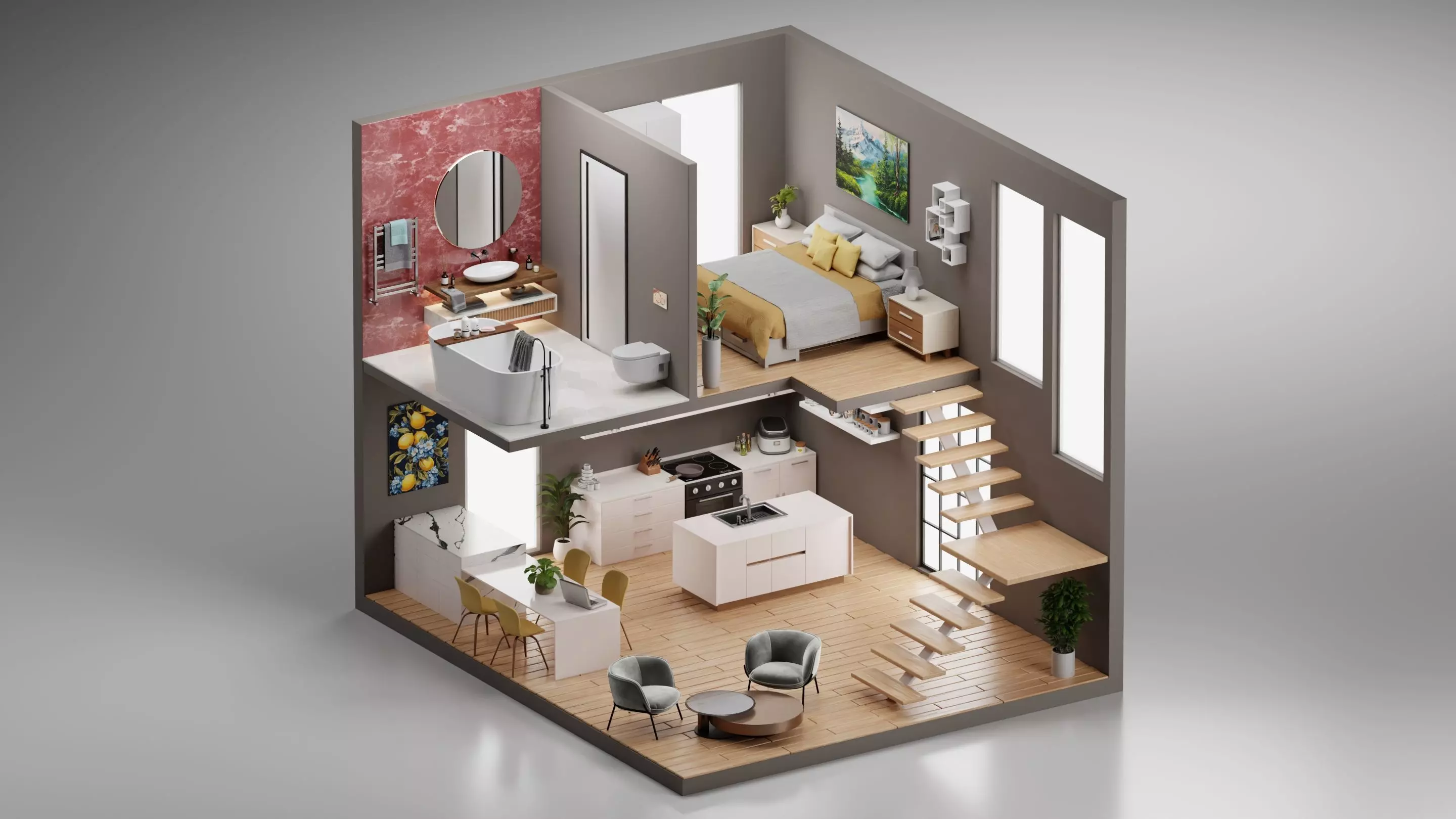 House isometric 3D model_0
