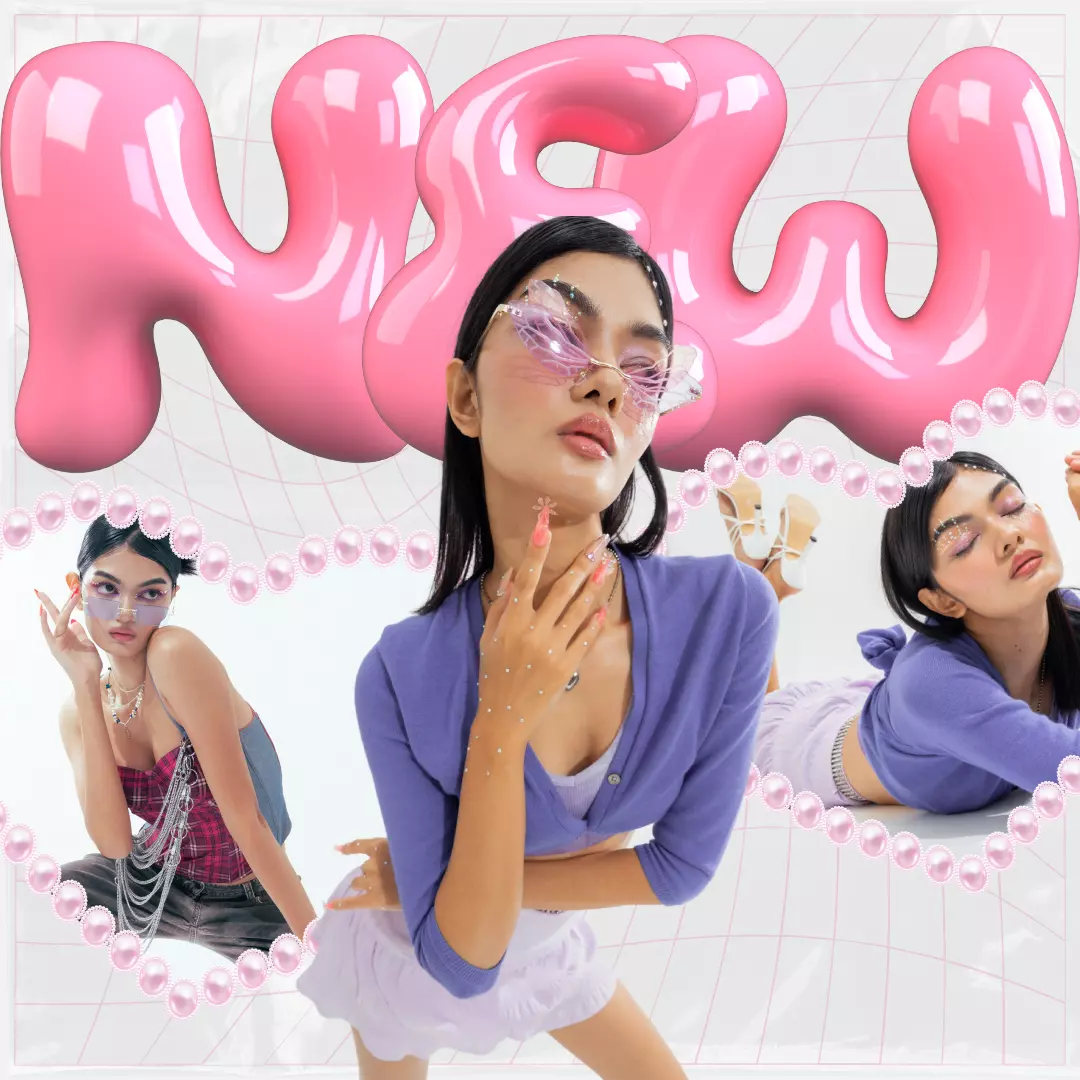3D Glossy Pink Bubble Text  NEW  with Fashion Concept Background 3D print model_0