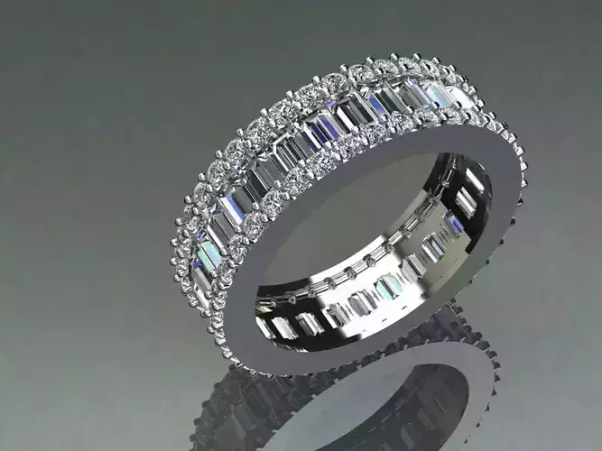 Ring with round diamond mix emerald 2x3 trend men women jewelry