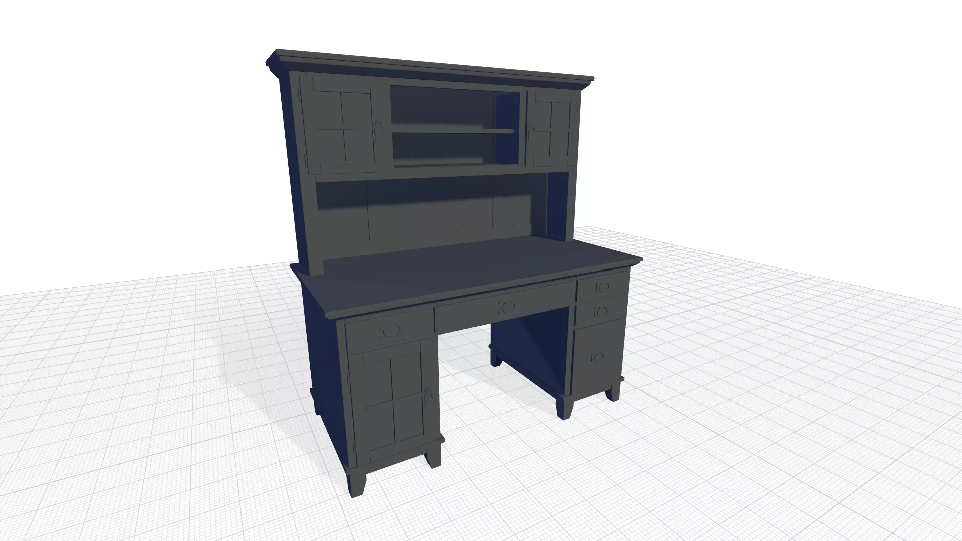 Rhaven Desk with Hutch 3D model_1