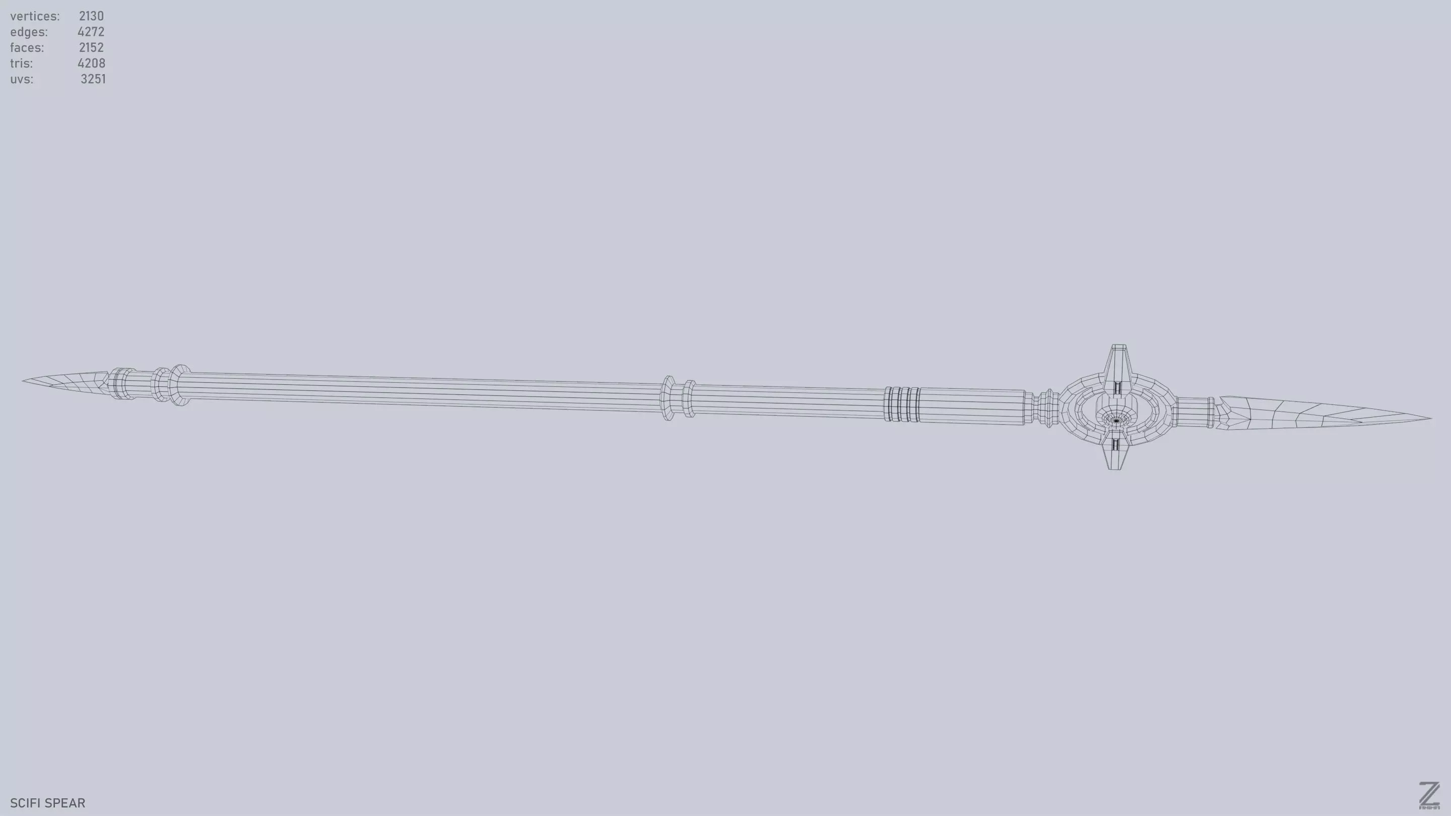 Scifi spear Low-poly 3D model_11