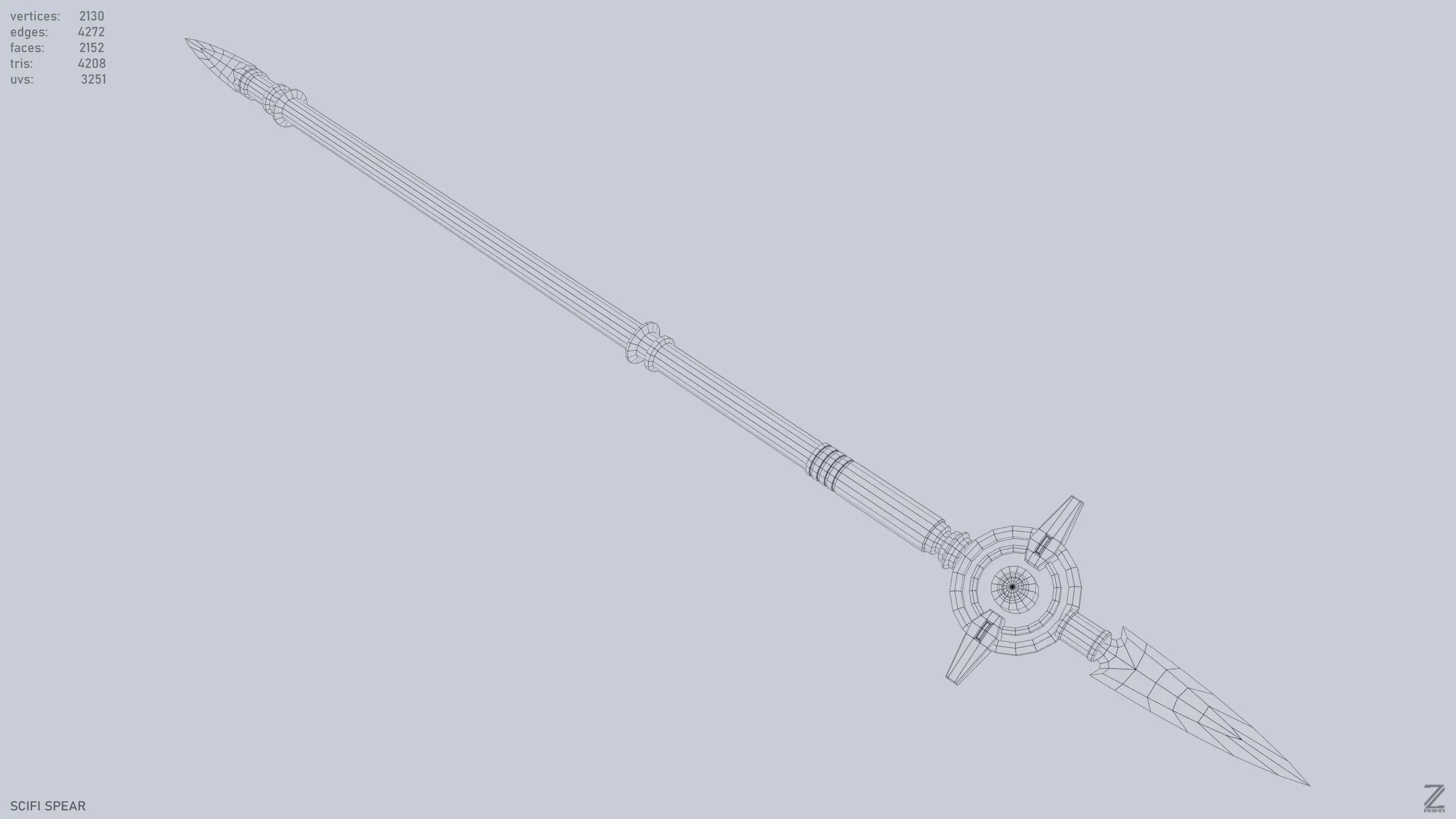 Scifi spear Low-poly 3D model_13