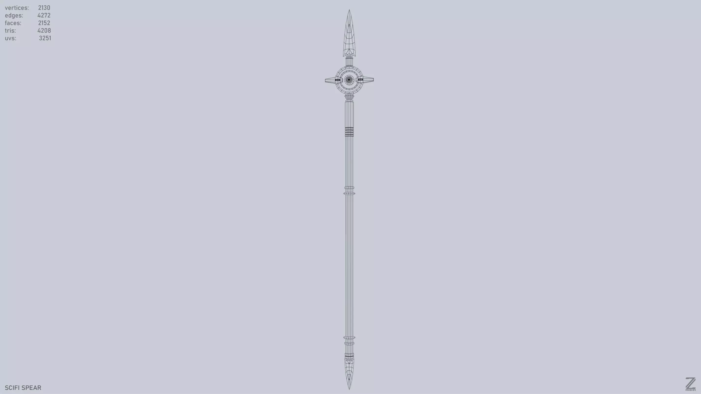 Scifi spear Low-poly 3D model_9