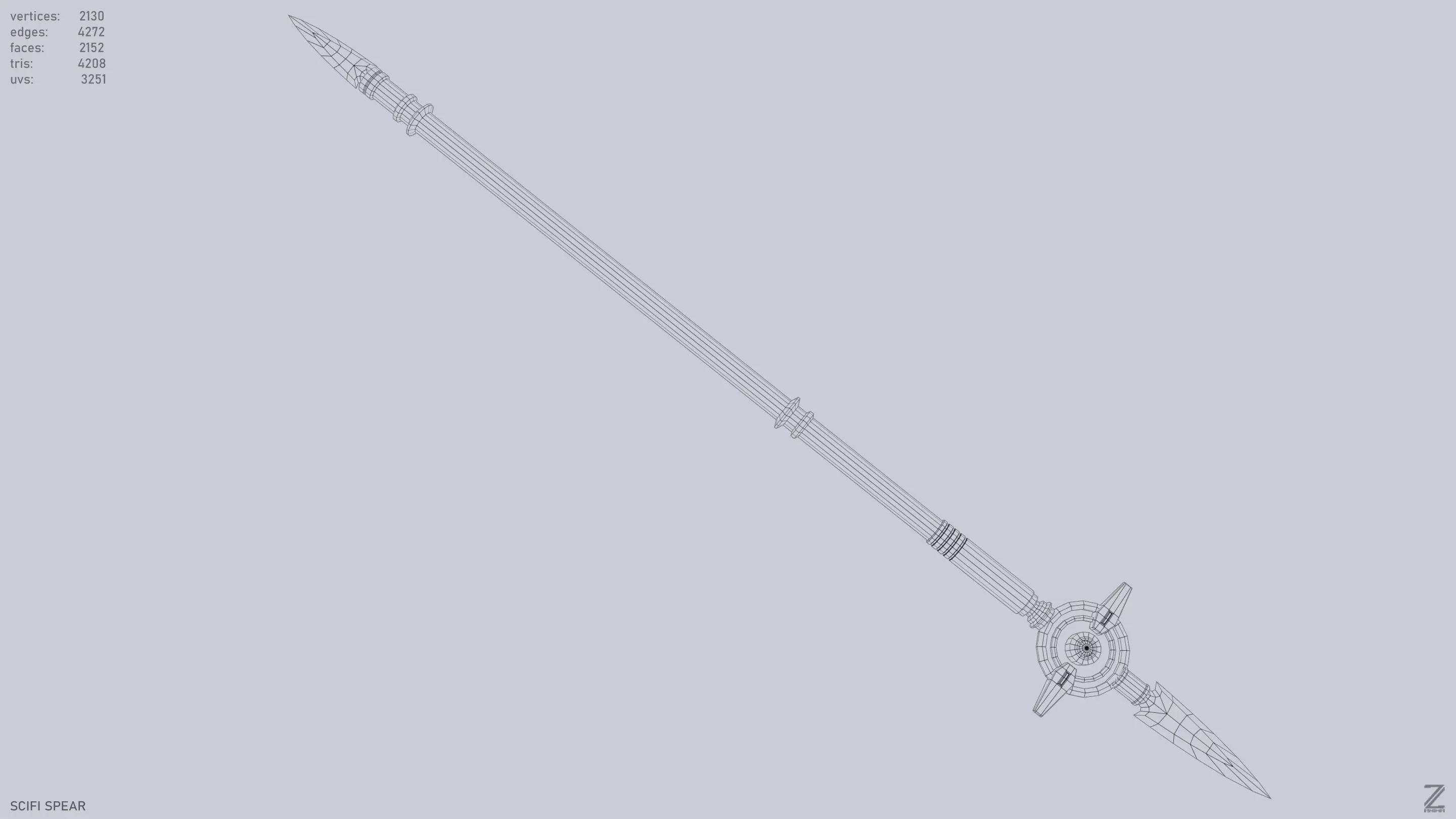 Scifi spear Low-poly 3D model_15