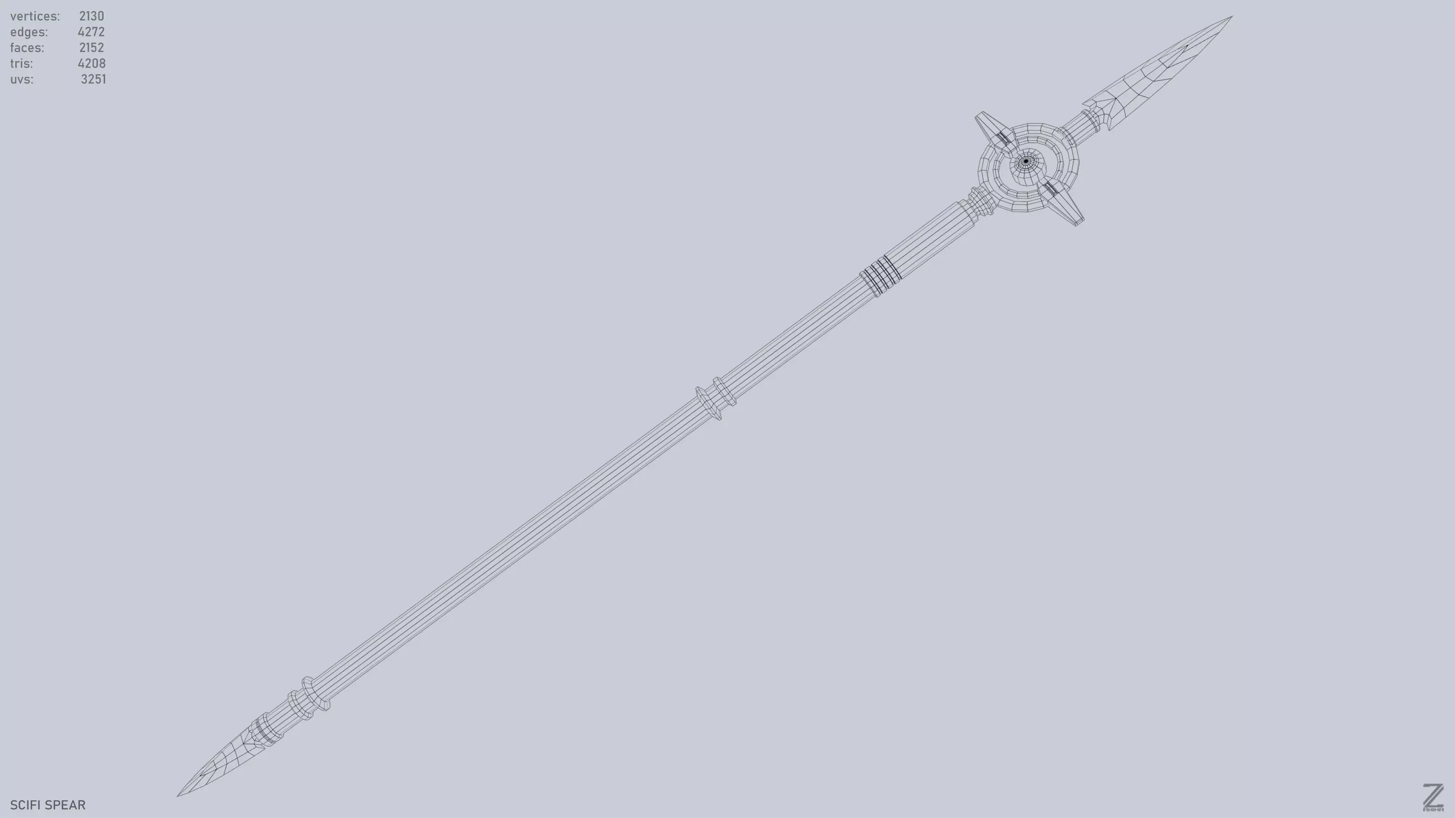 Scifi spear Low-poly 3D model_14