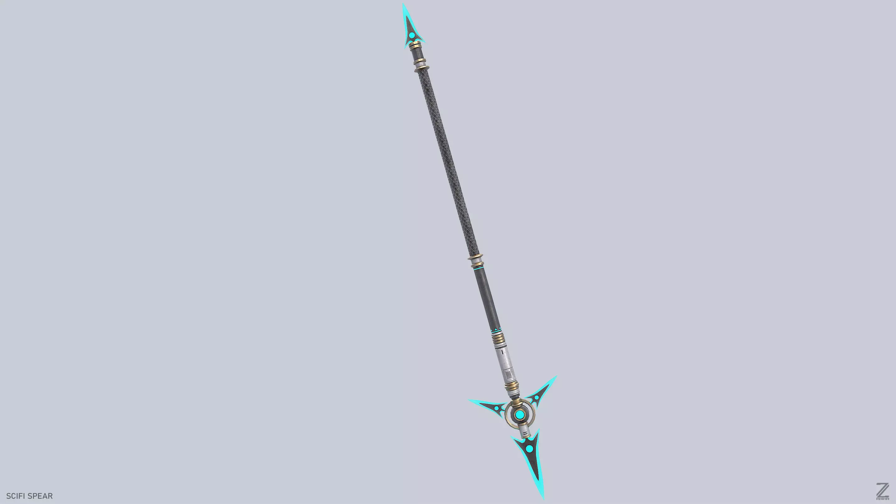 Scifi spear Low-poly 3D model_8