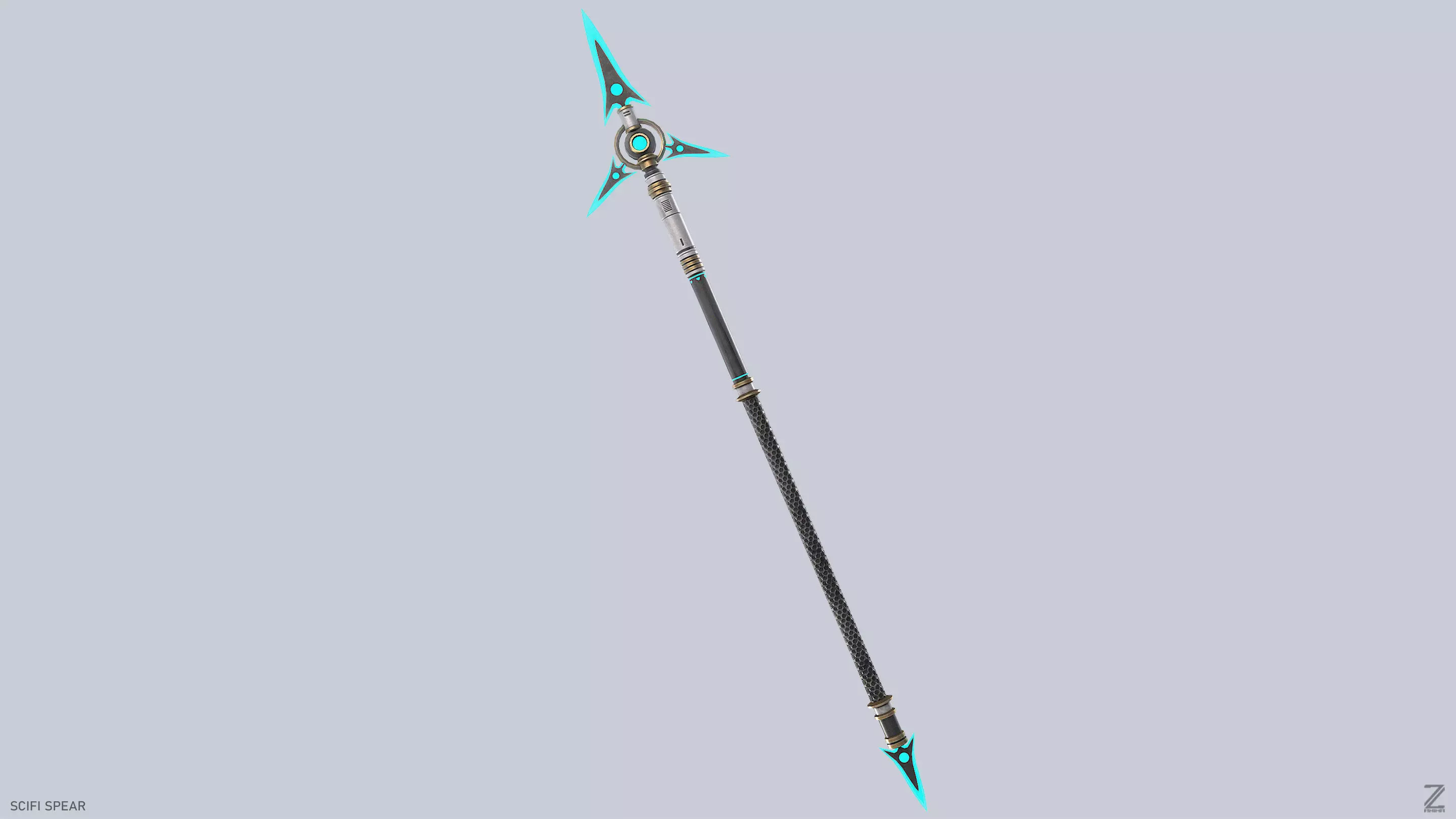 Scifi spear Low-poly 3D model_5