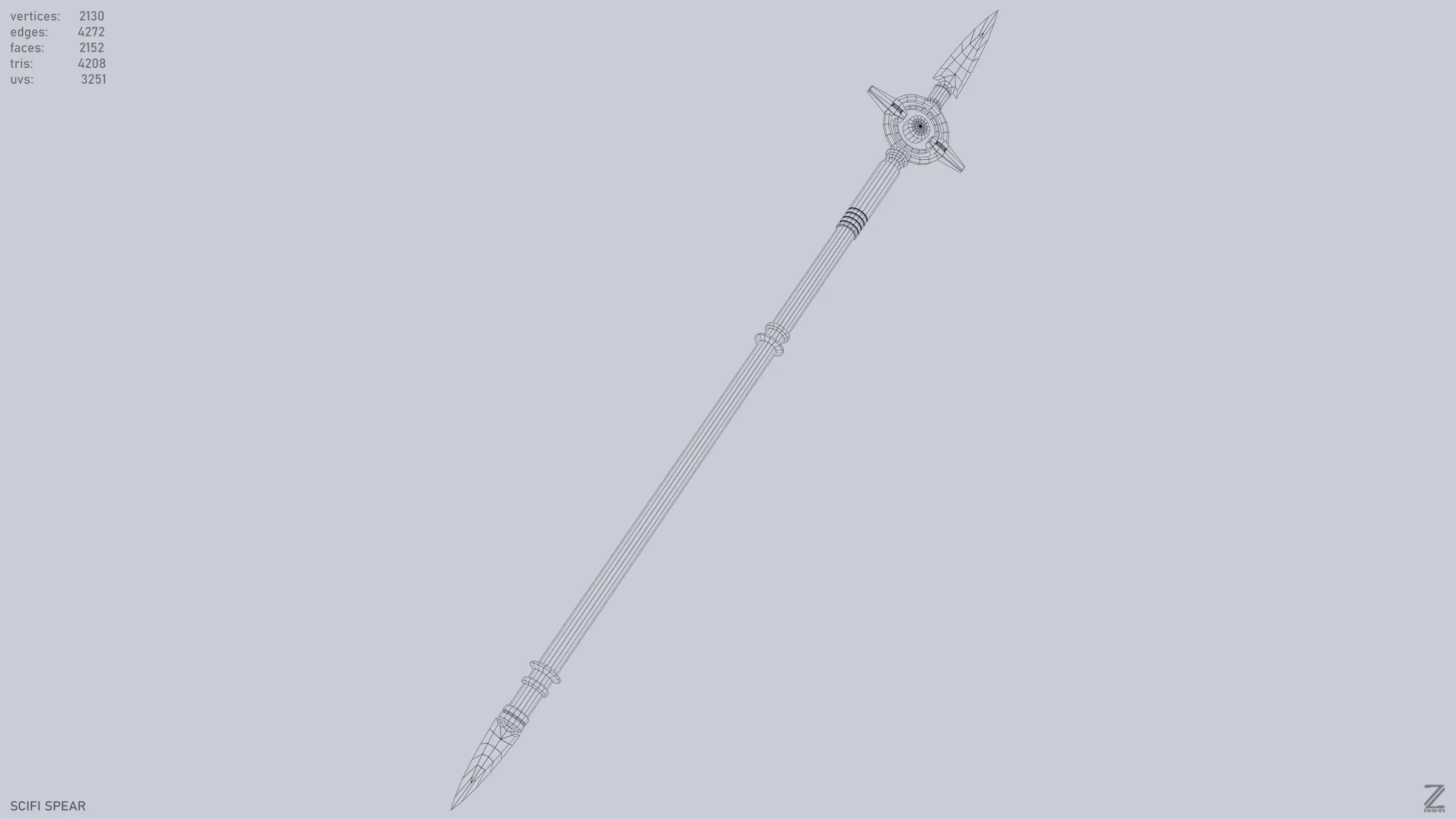 Scifi spear Low-poly 3D model_12