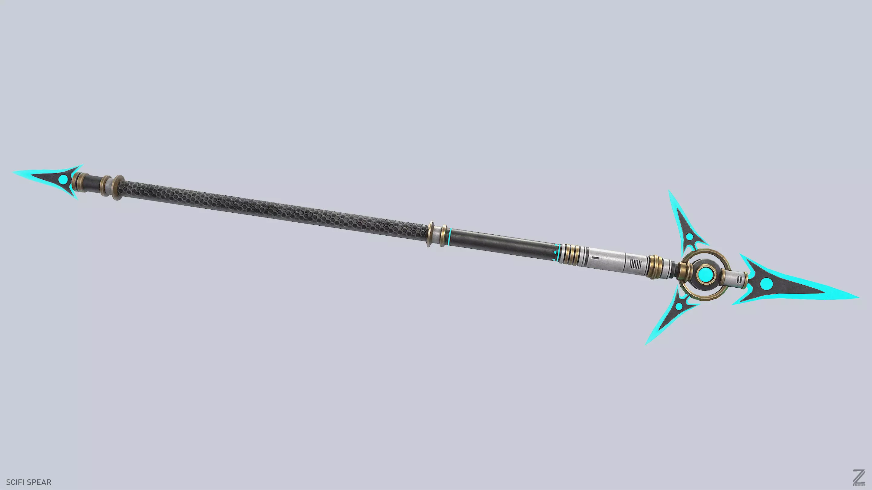 Scifi spear Low-poly 3D model_7