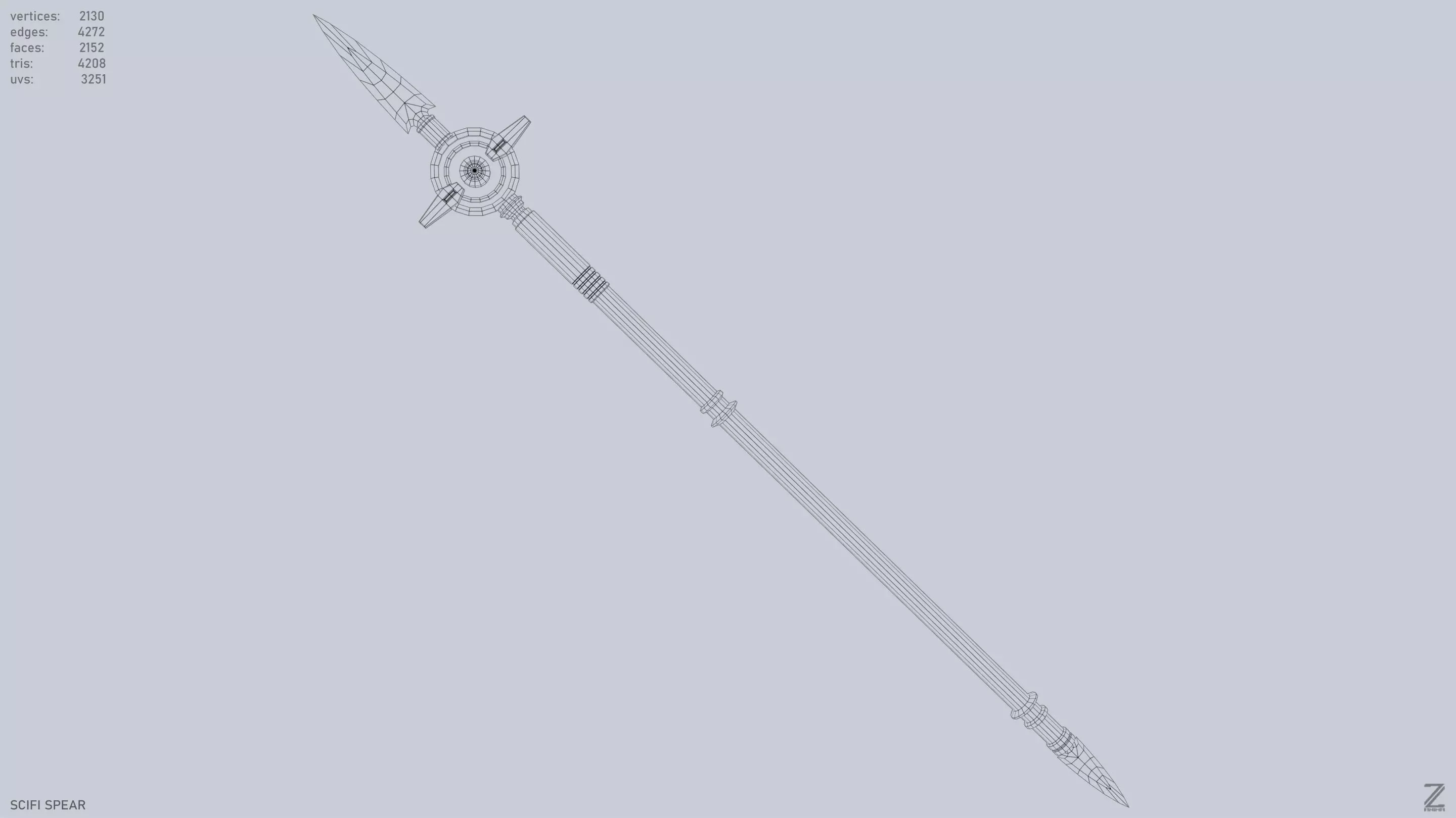 Scifi spear Low-poly 3D model_10