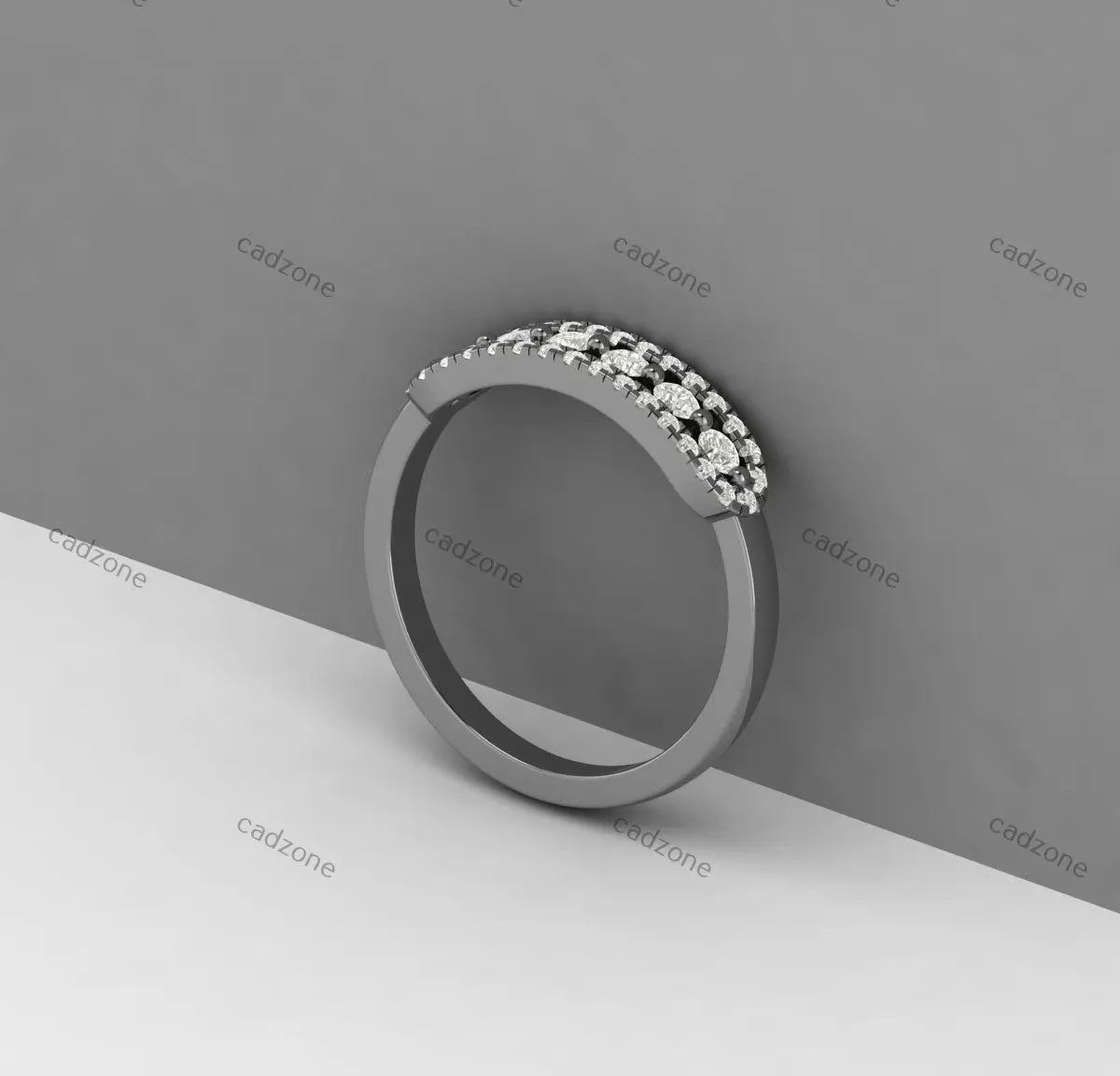 Diamond Cluster Band-3D CAD Model 3D print model_3
