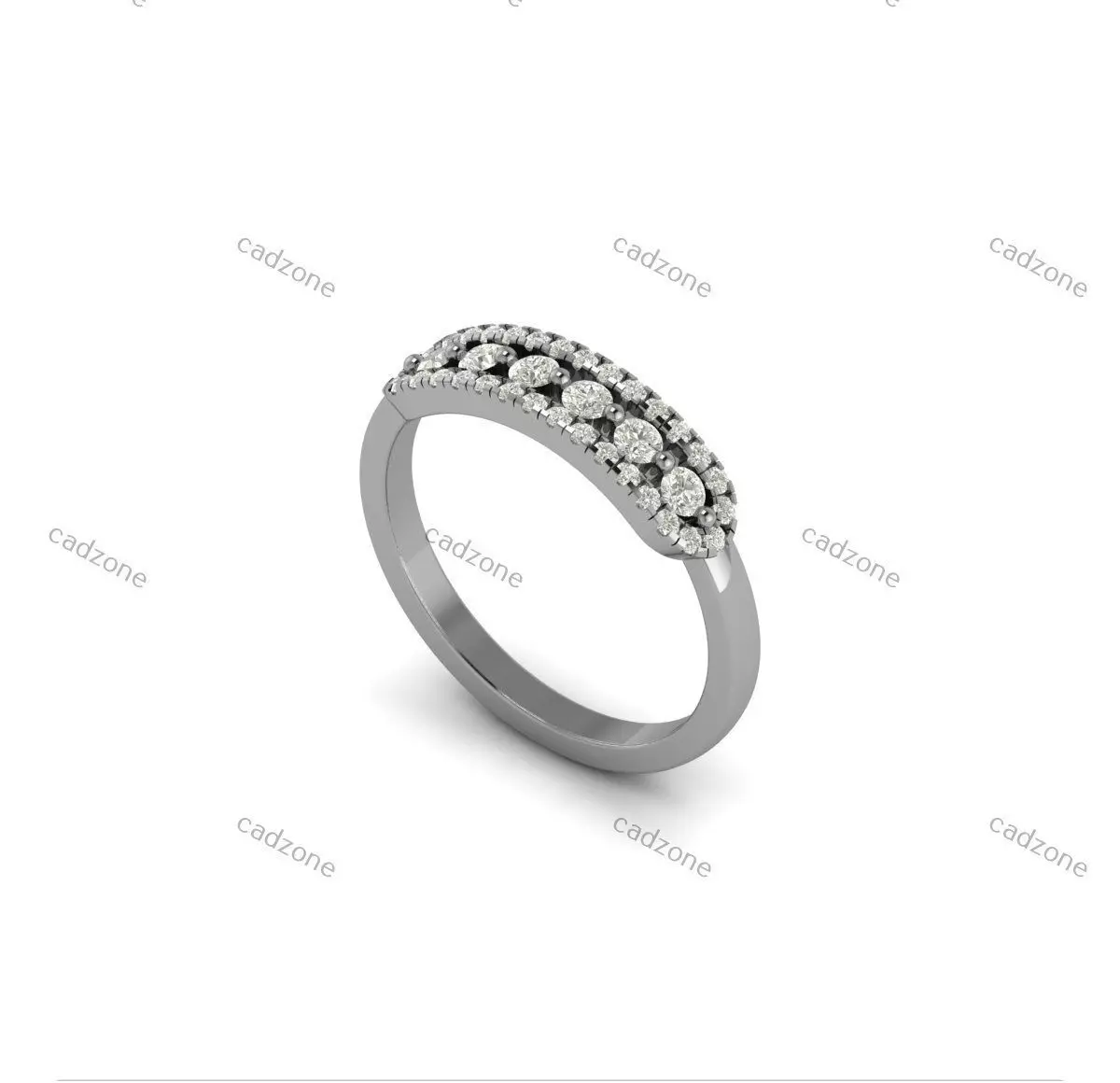 Diamond Cluster Band-3D CAD Model 3D print model_0