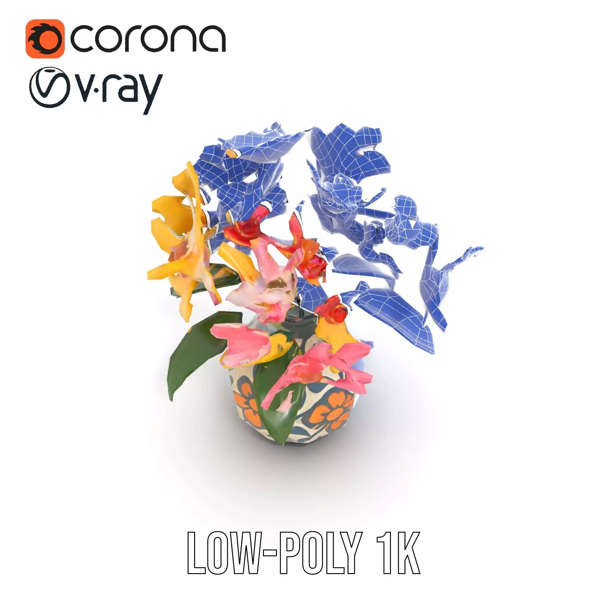 Floral Vase and Bouquet Model Pack Low-poly 3D model_31