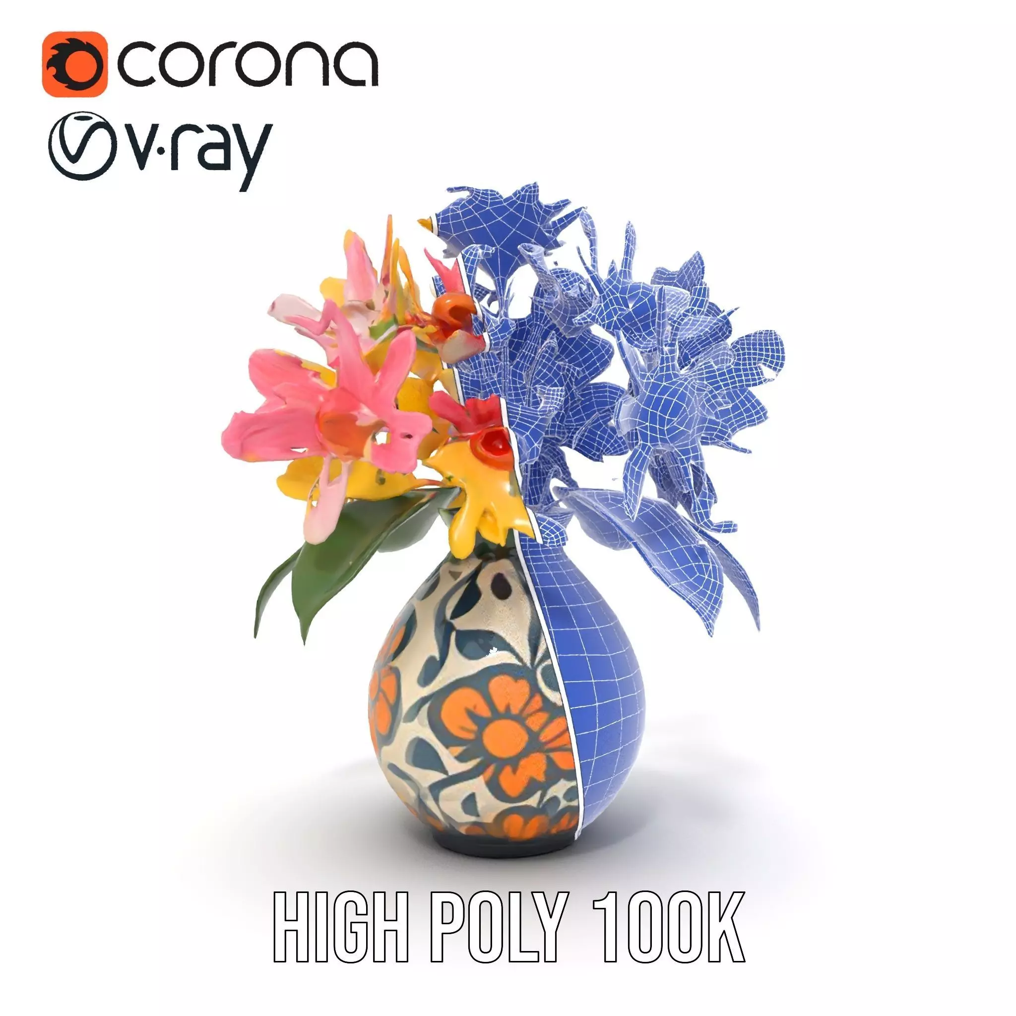 Floral Vase and Bouquet Model Pack Low-poly 3D model_22