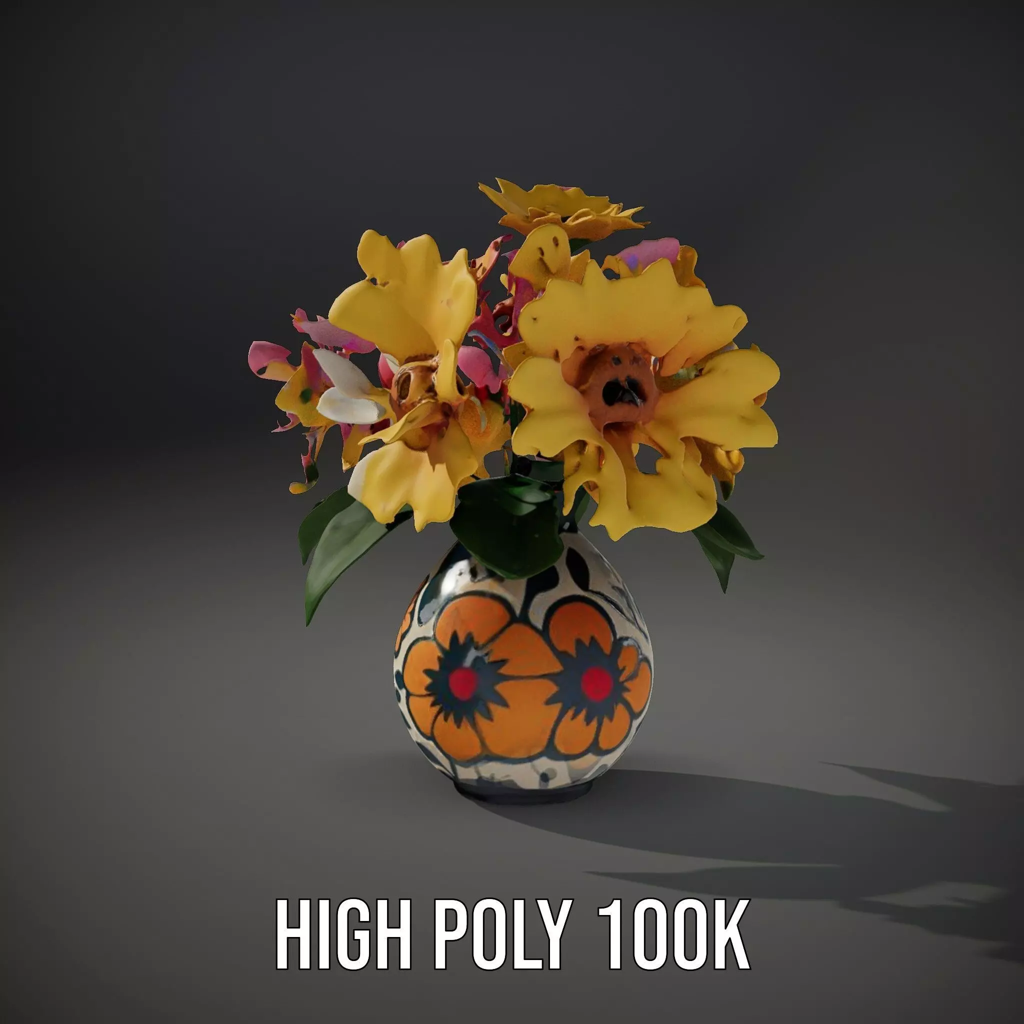 Floral Vase and Bouquet Model Pack Low-poly 3D model_11