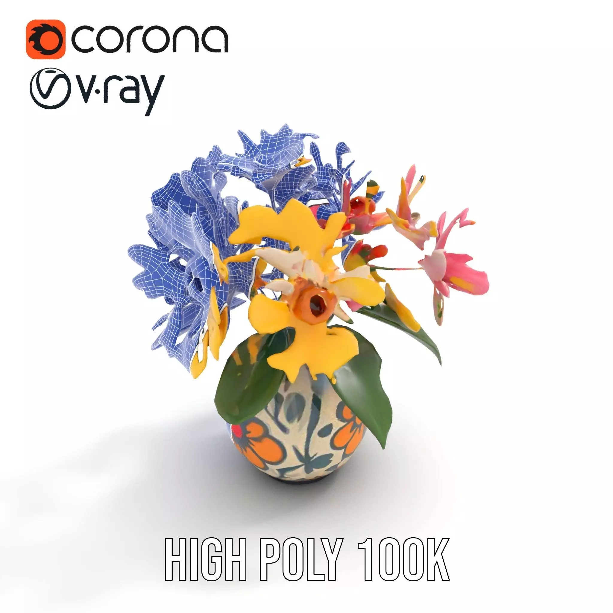 Floral Vase and Bouquet Model Pack Low-poly 3D model_25