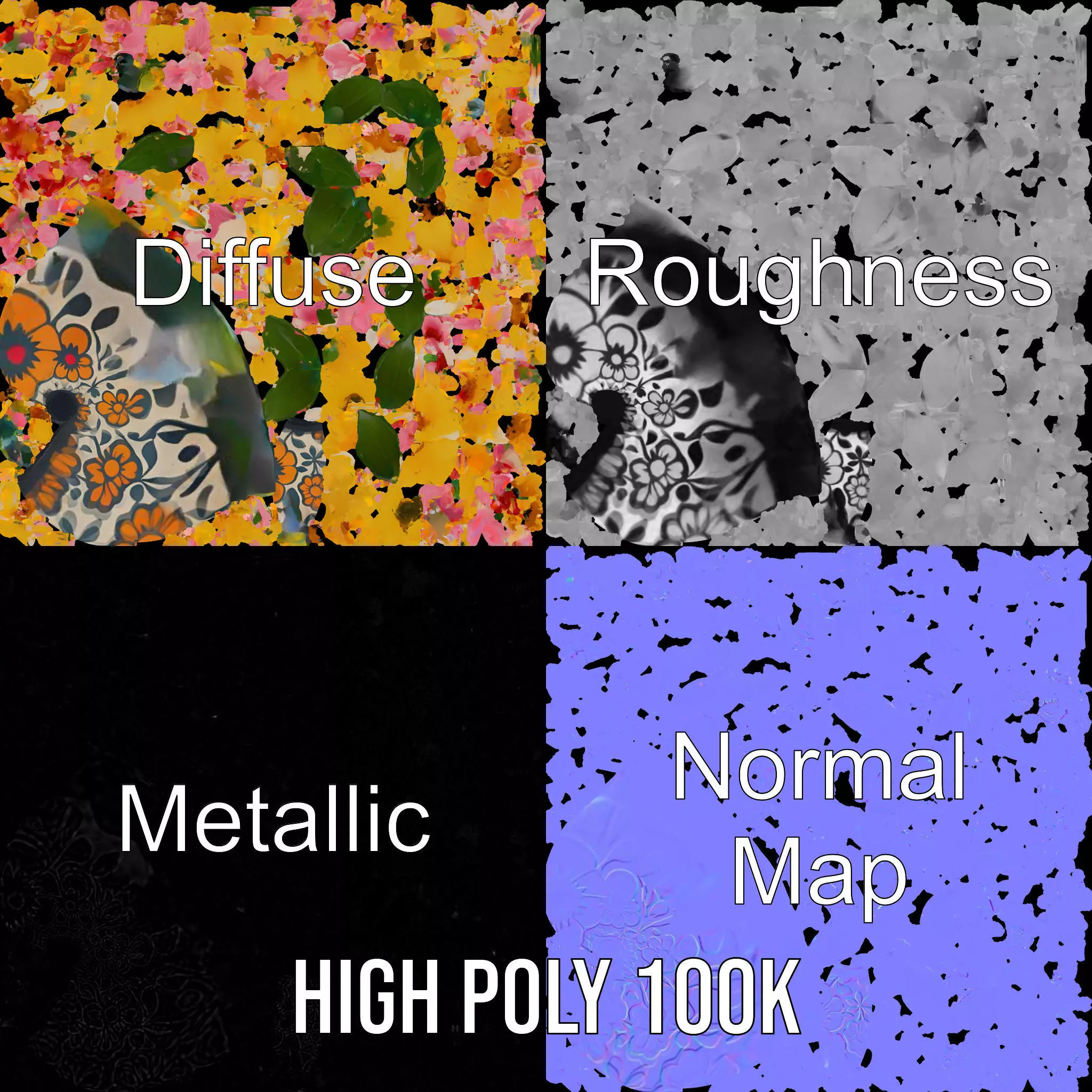 Floral Vase and Bouquet Model Pack Low-poly 3D model_4