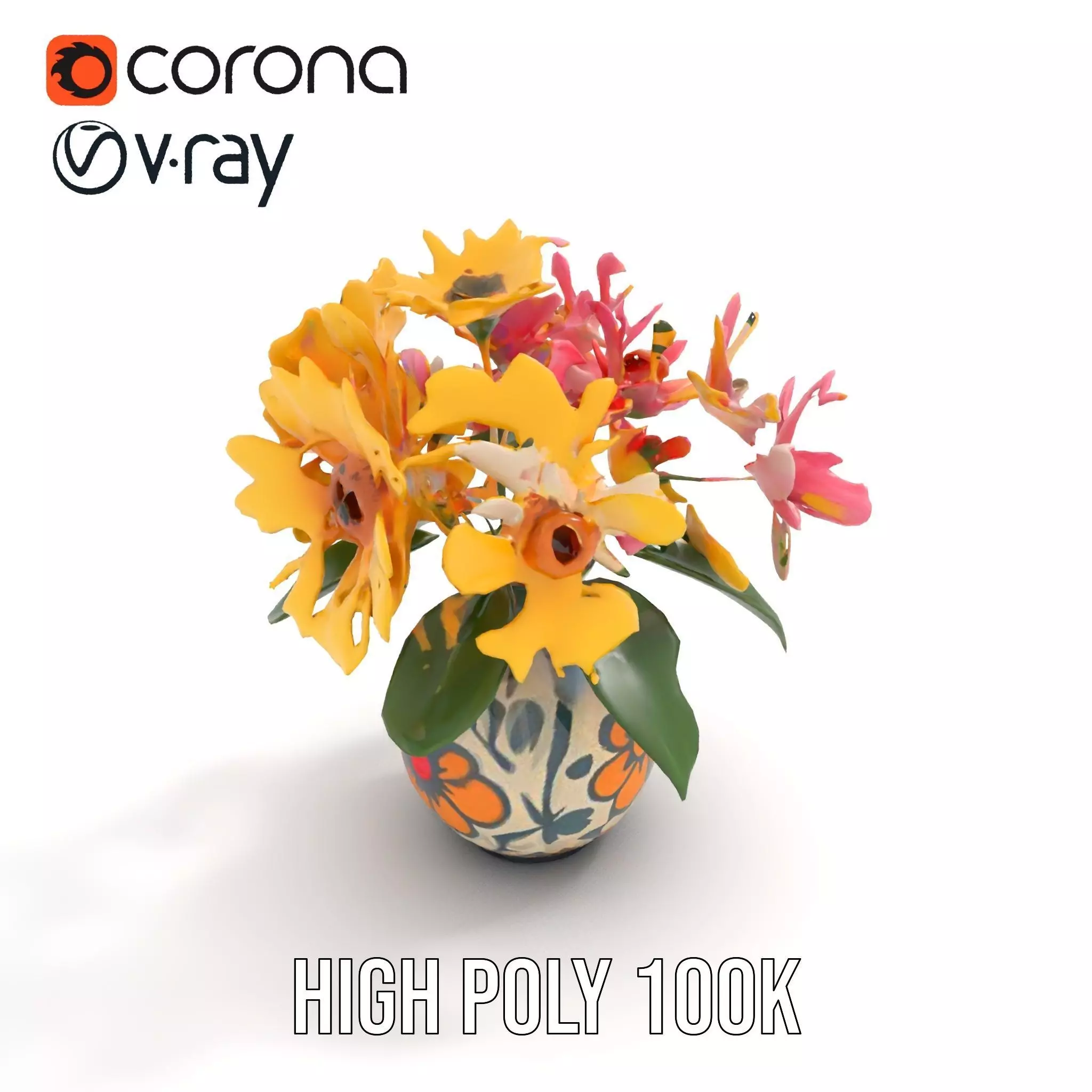 Floral Vase and Bouquet Model Pack Low-poly 3D model_19