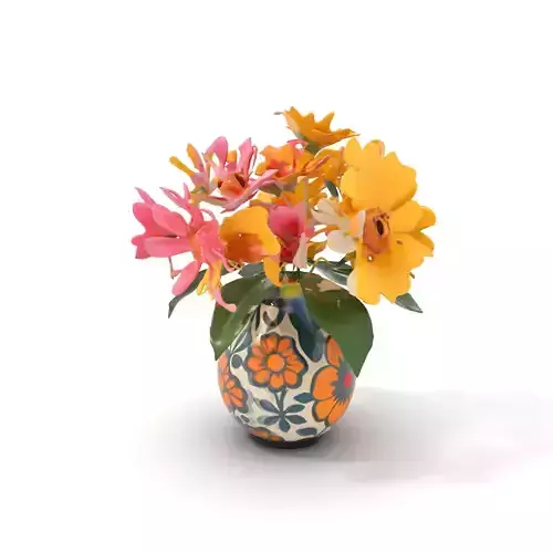 Floral Vase and Bouquet Model Pack Low-poly 3D model