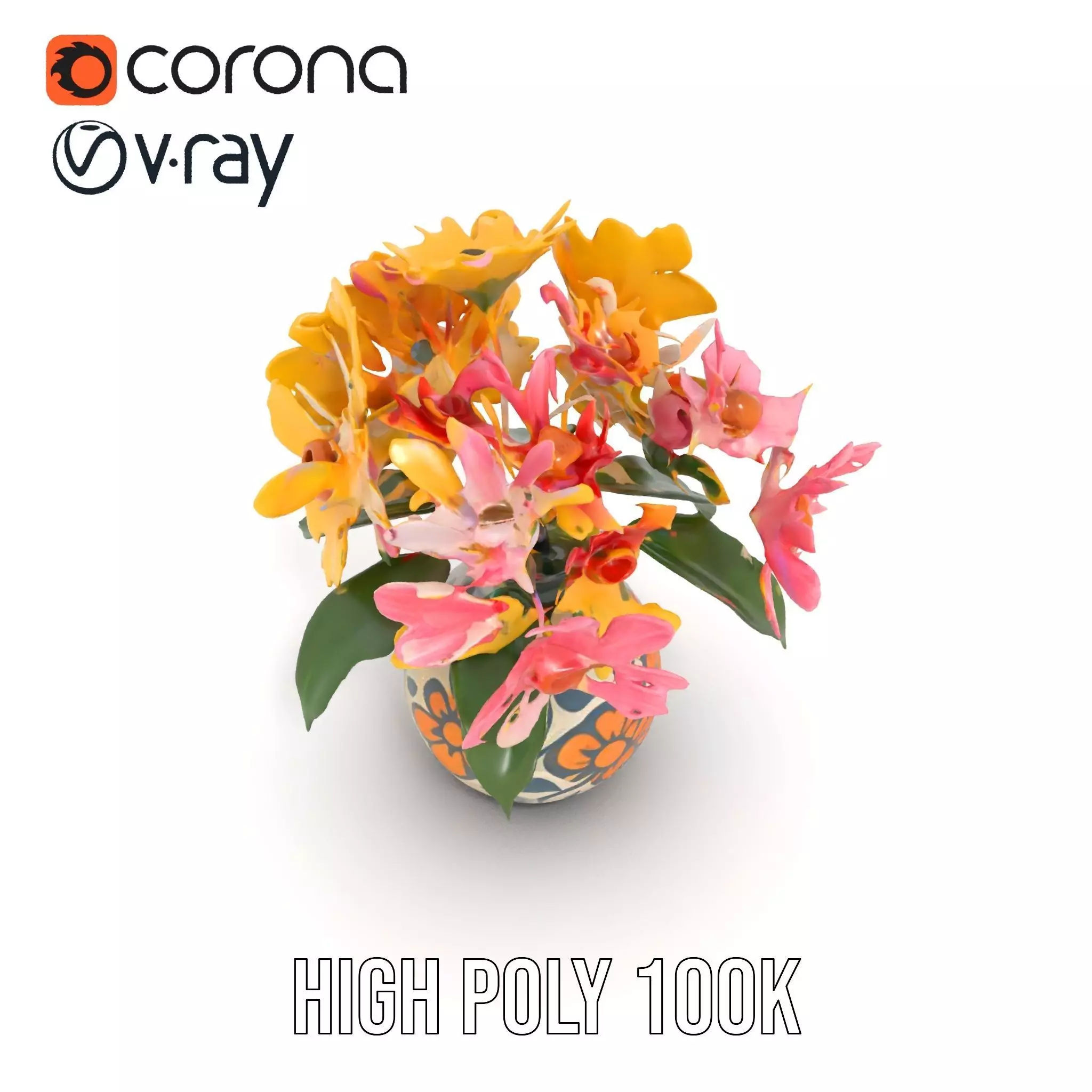 Floral Vase and Bouquet Model Pack Low-poly 3D model_27