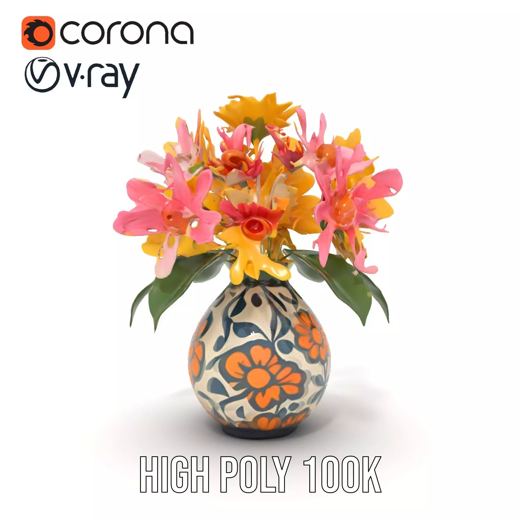 Floral Vase and Bouquet Model Pack Low-poly 3D model_24