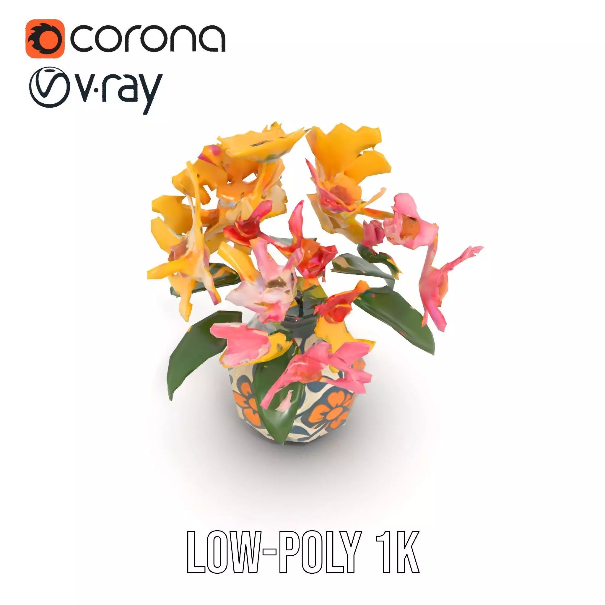 Floral Vase and Bouquet Model Pack Low-poly 3D model_10