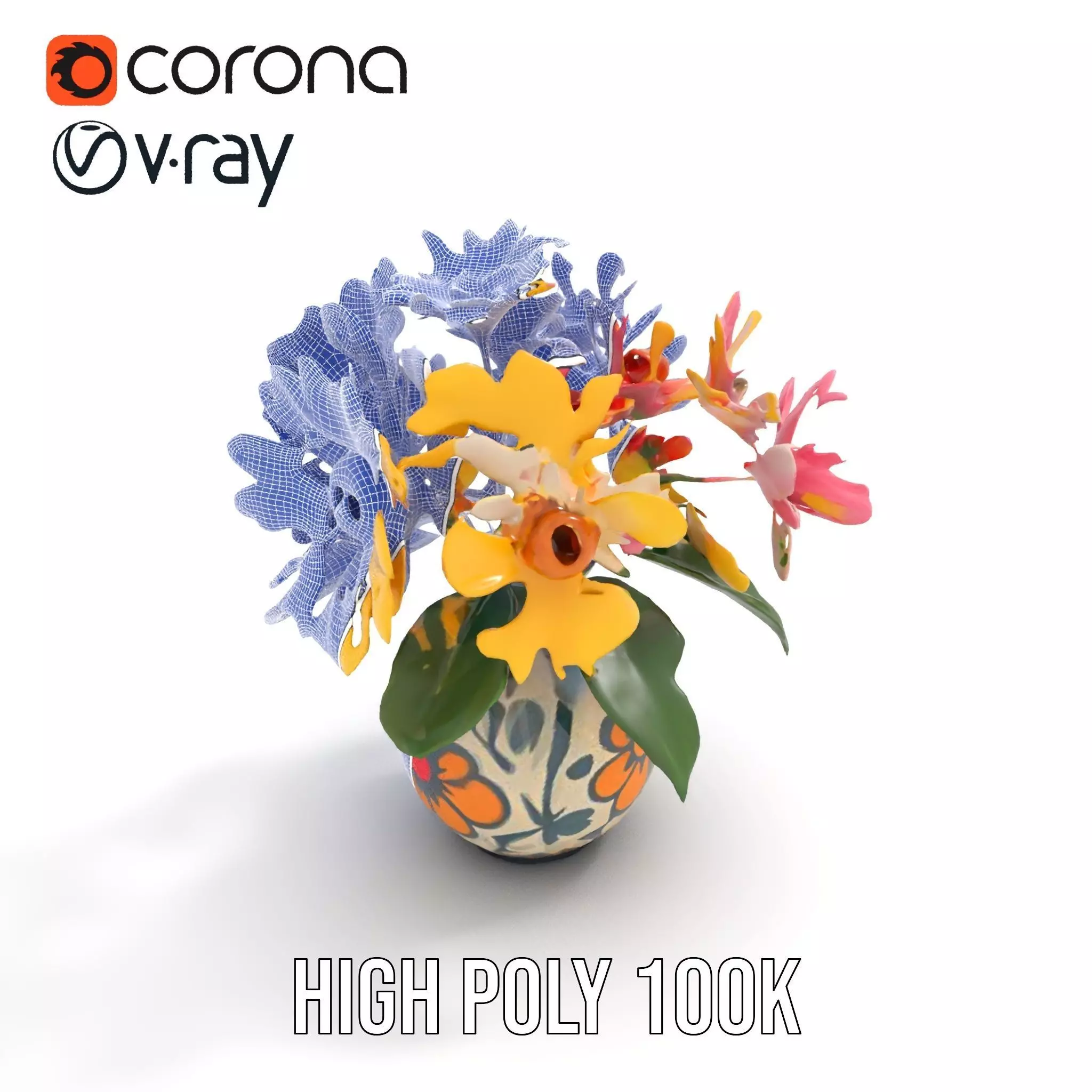 Floral Vase and Bouquet Model Pack Low-poly 3D model_34