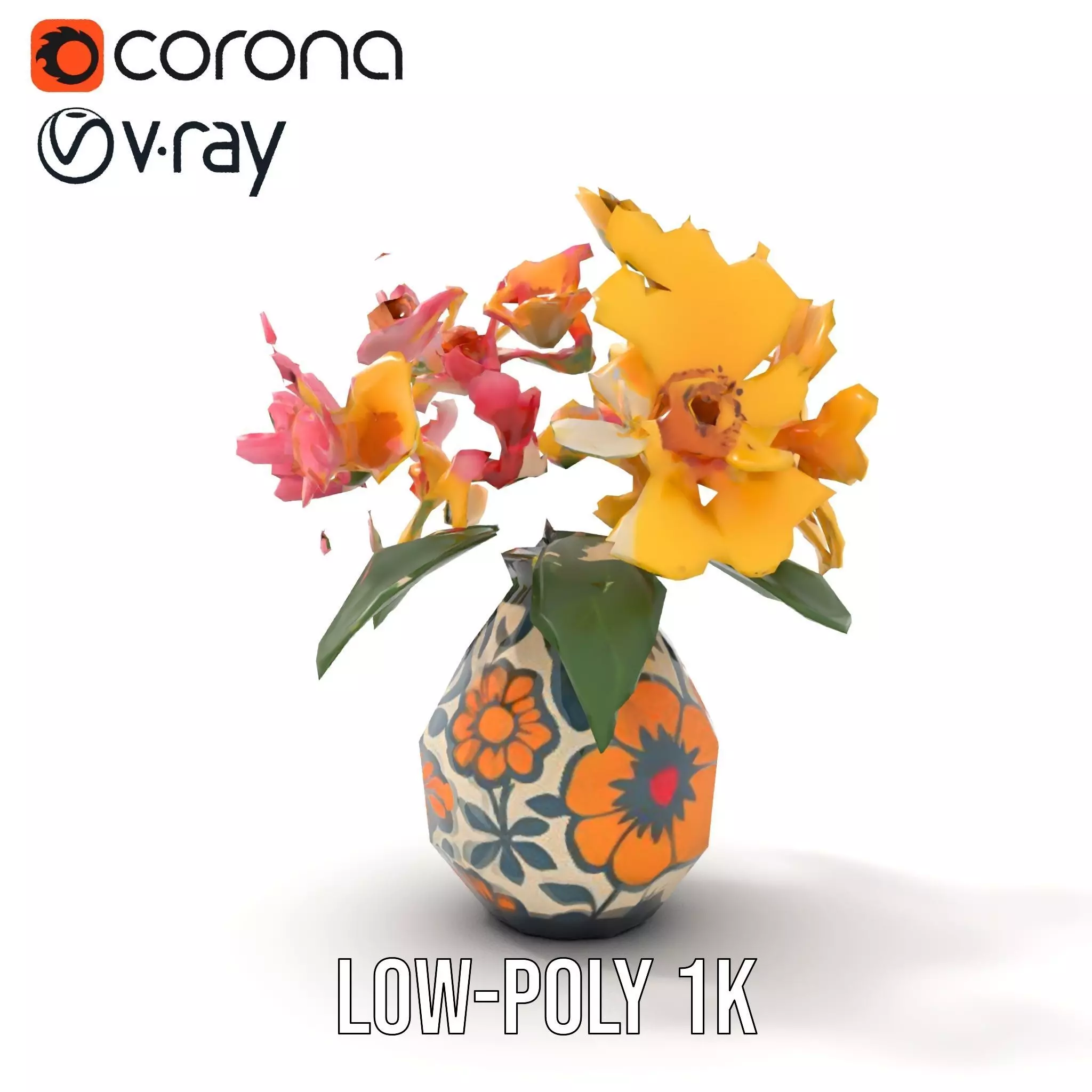 Floral Vase and Bouquet Model Pack Low-poly 3D model_13