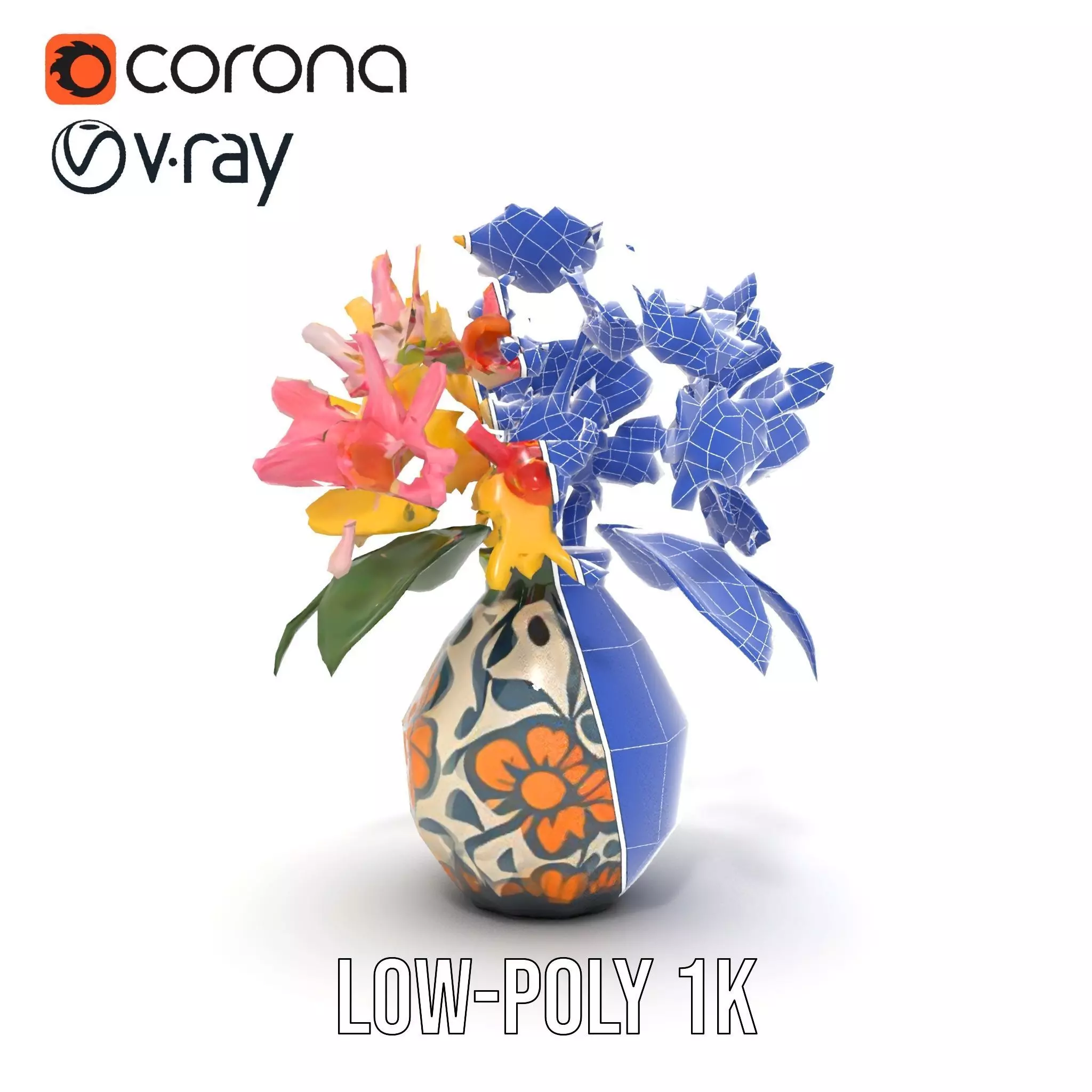 Floral Vase and Bouquet Model Pack Low-poly 3D model_26