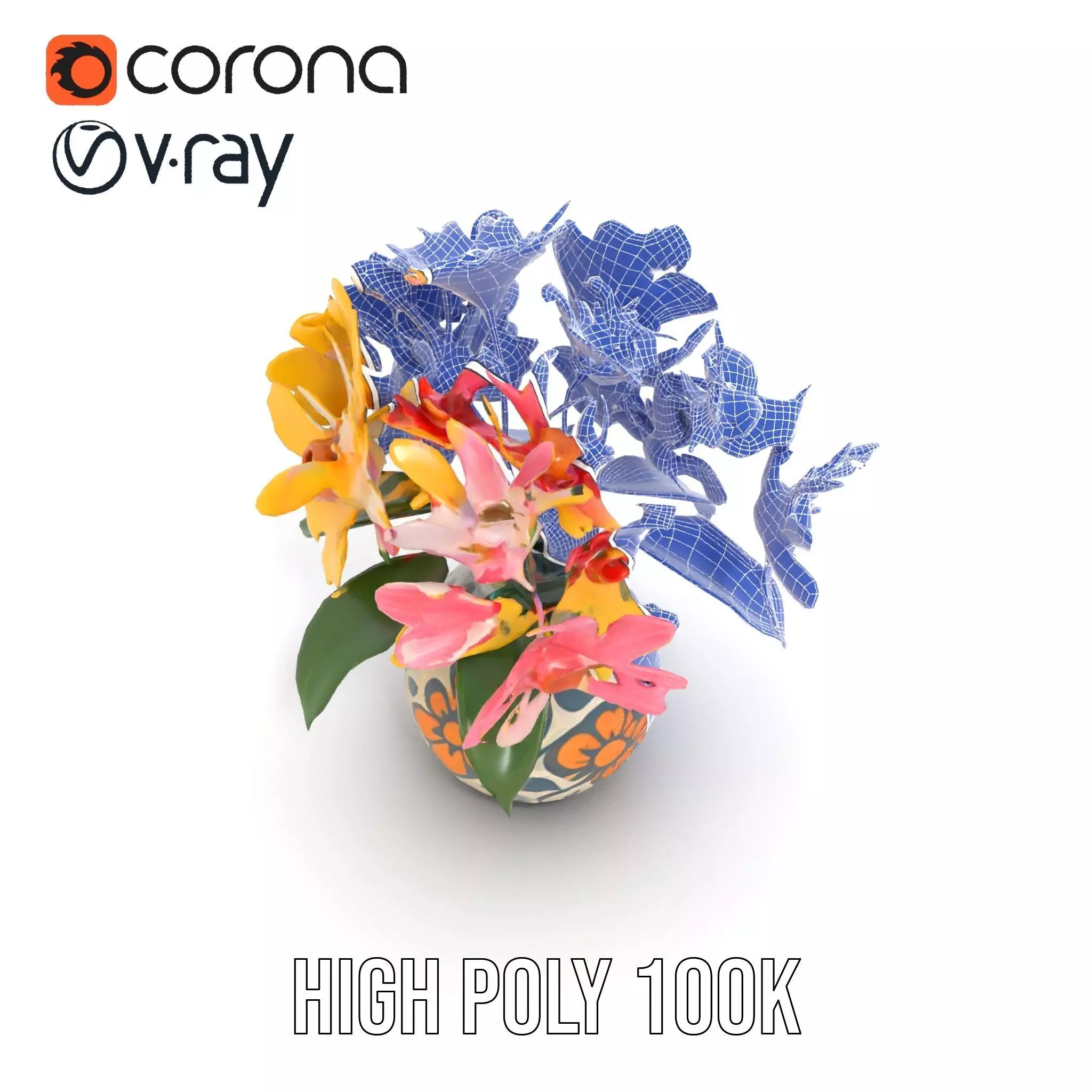 Floral Vase and Bouquet Model Pack Low-poly 3D model_30