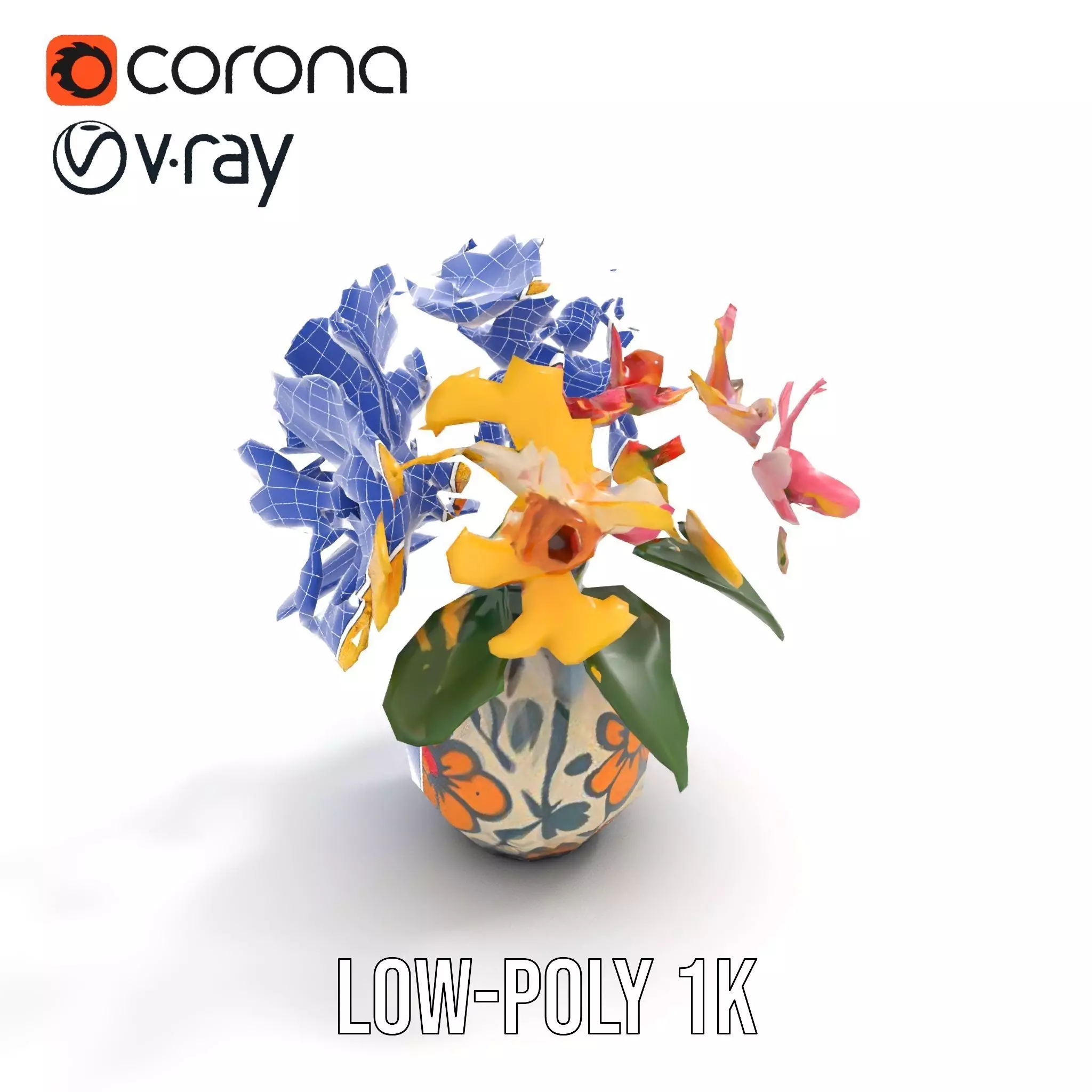 Floral Vase and Bouquet Model Pack Low-poly 3D model_29