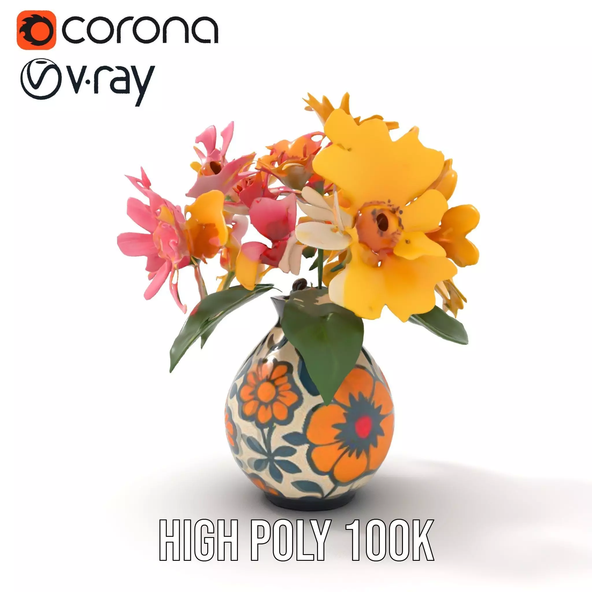 Floral Vase and Bouquet Model Pack Low-poly 3D model_18