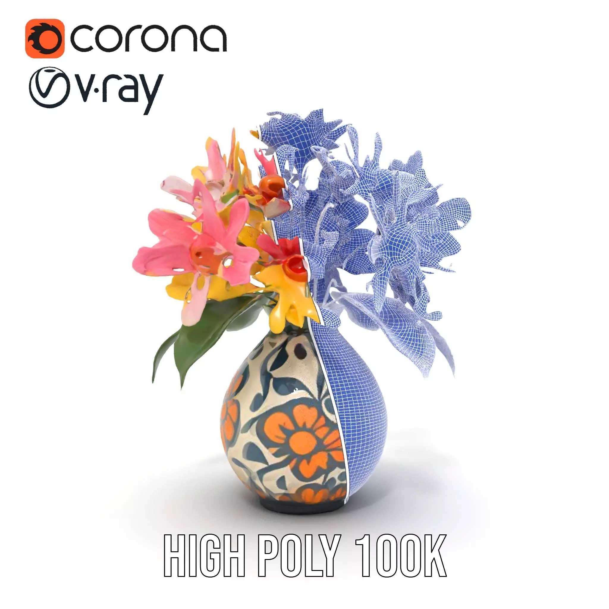 Floral Vase and Bouquet Model Pack Low-poly 3D model_32