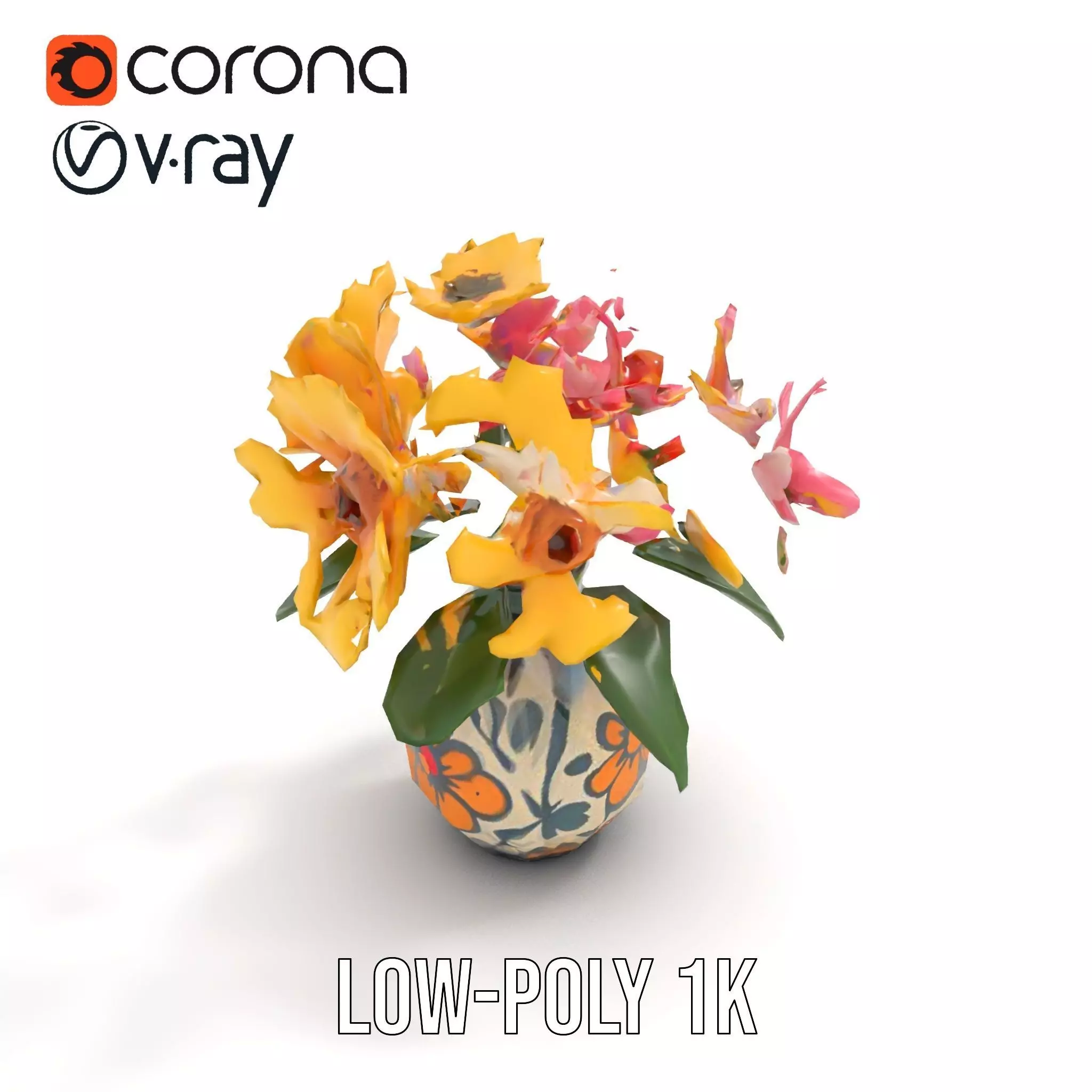 Floral Vase and Bouquet Model Pack Low-poly 3D model_15