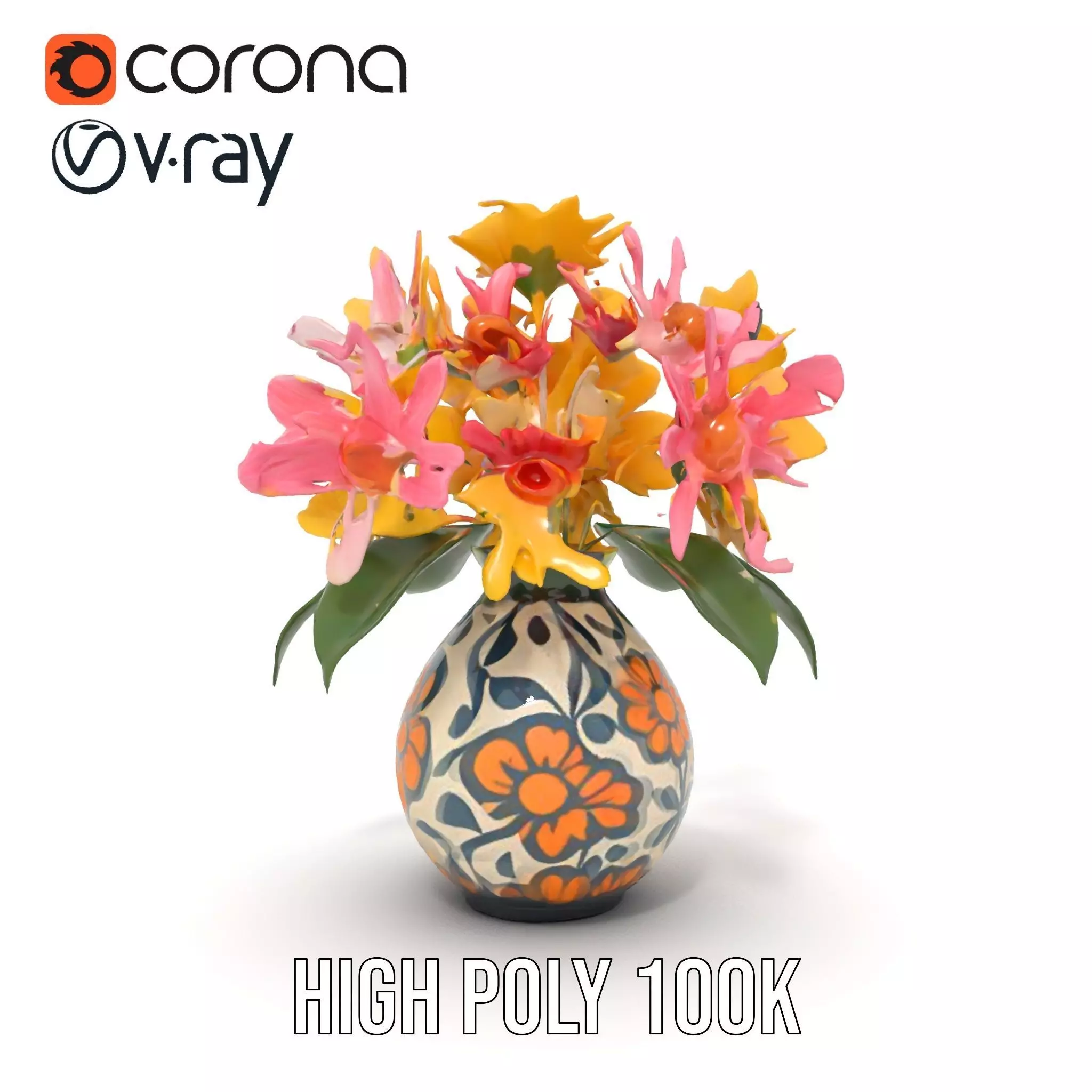 Floral Vase and Bouquet Model Pack Low-poly 3D model_6
