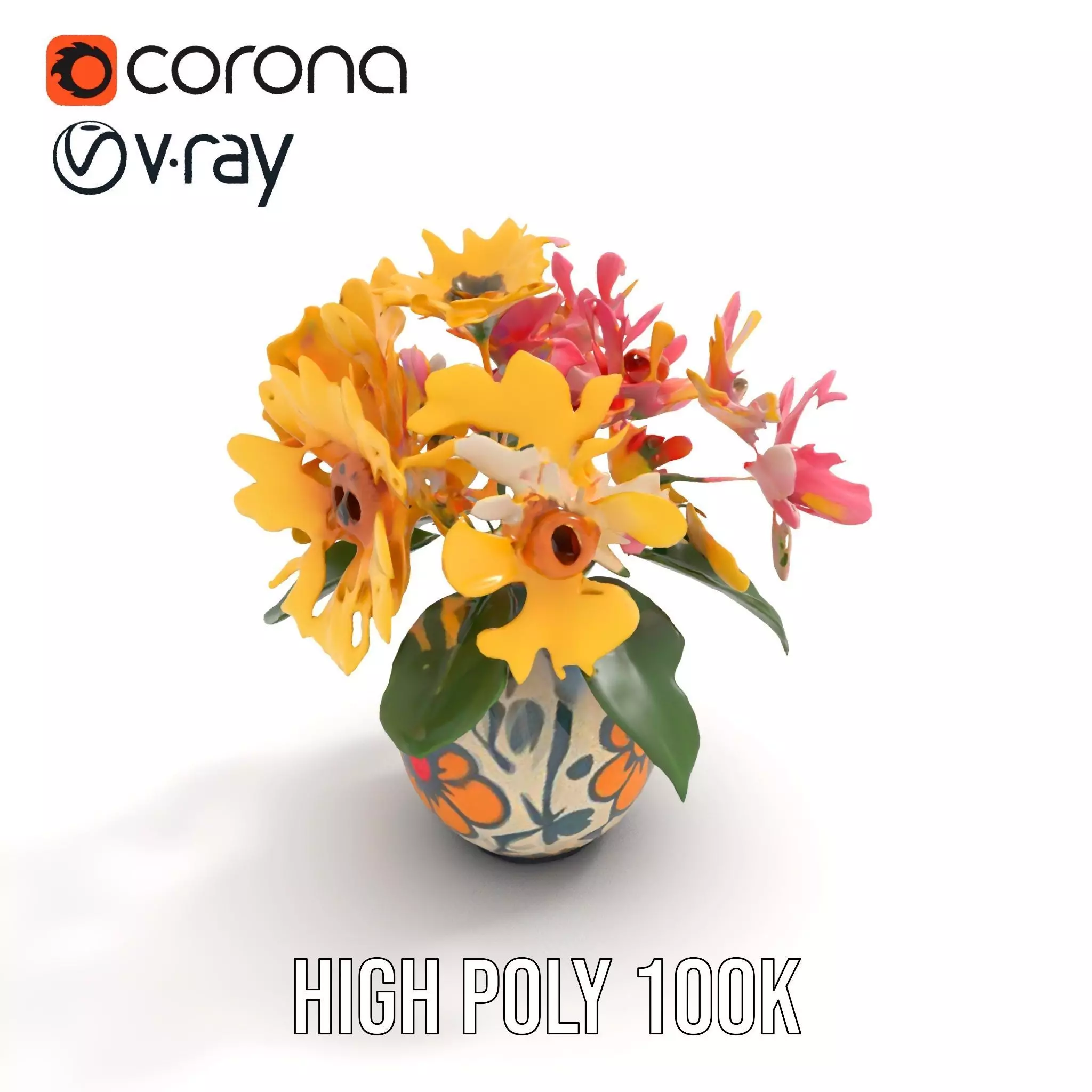 Floral Vase and Bouquet Model Pack Low-poly 3D model_21