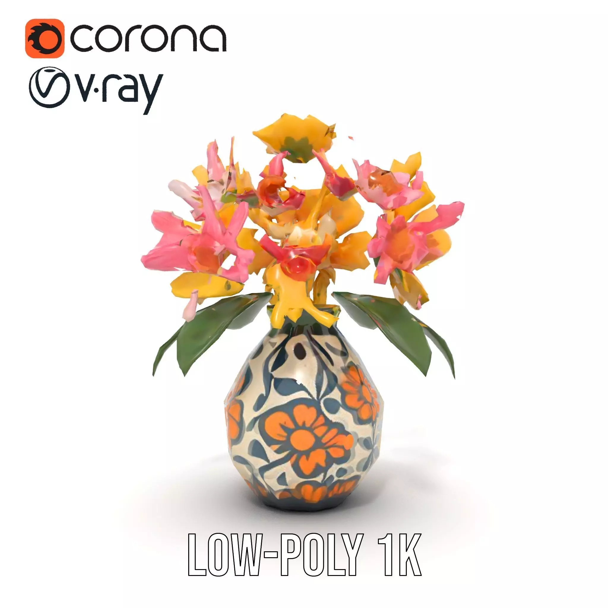 Floral Vase and Bouquet Model Pack Low-poly 3D model_20
