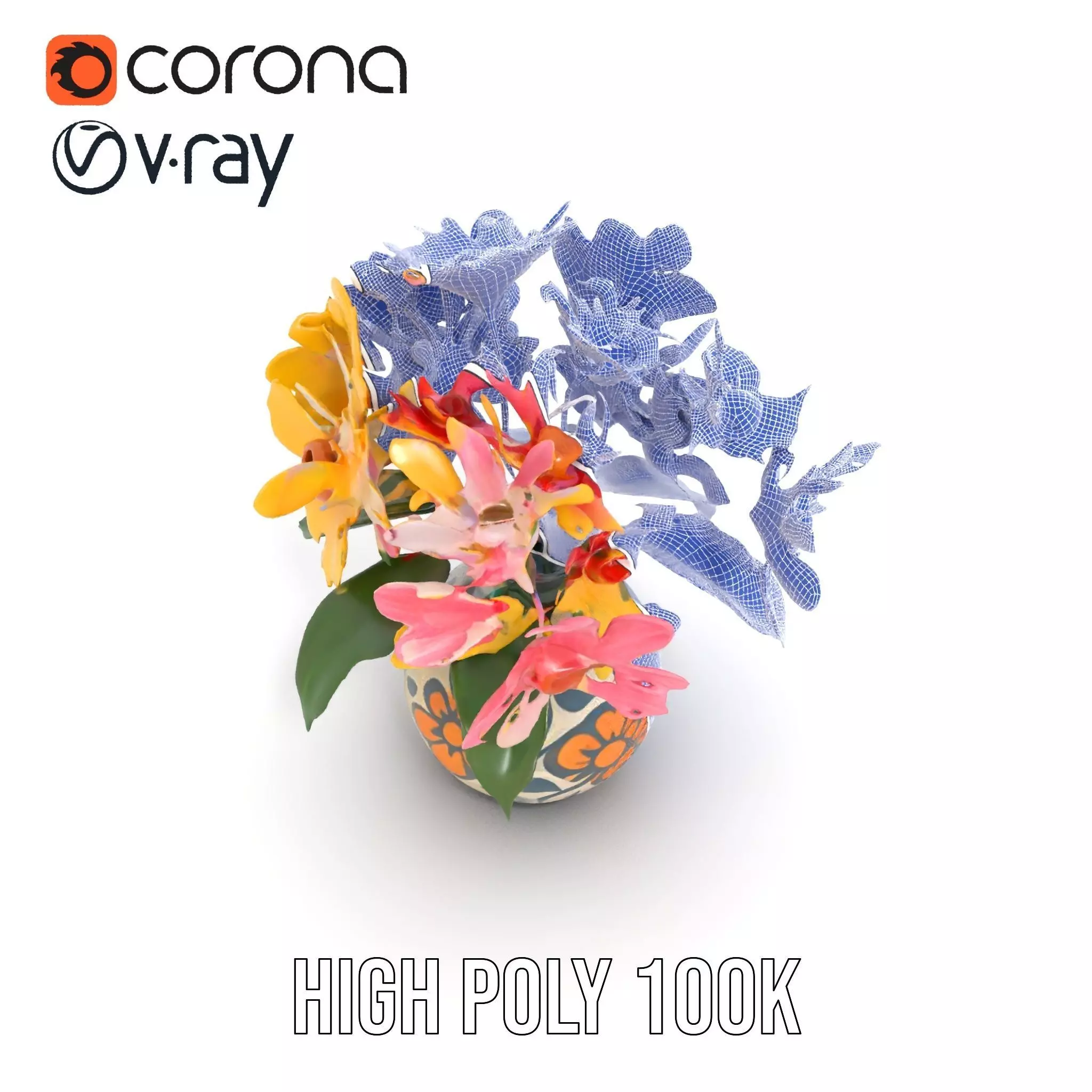 Floral Vase and Bouquet Model Pack Low-poly 3D model_33
