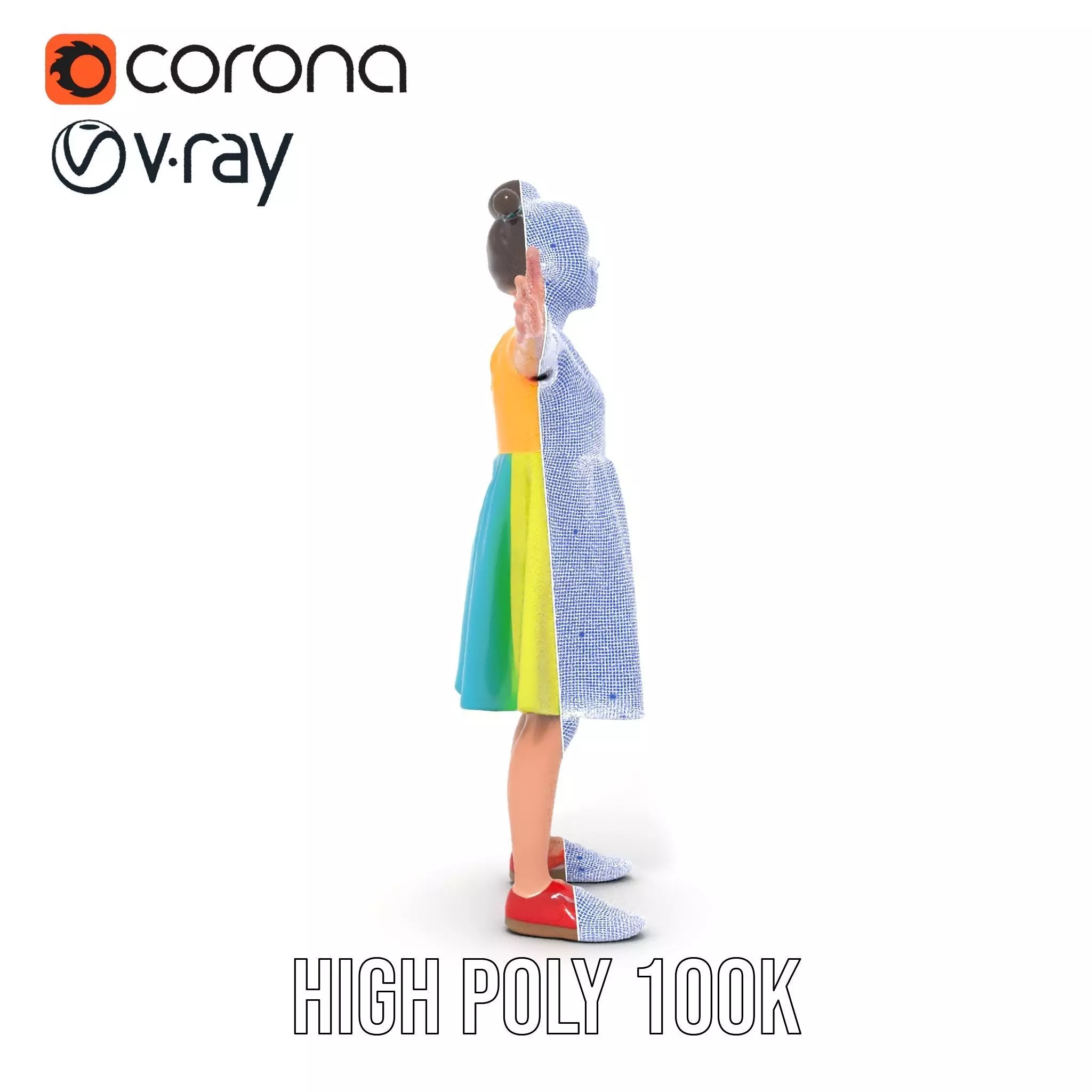 Colorful Childrens Dress Model Pack Low-poly 3D model_33