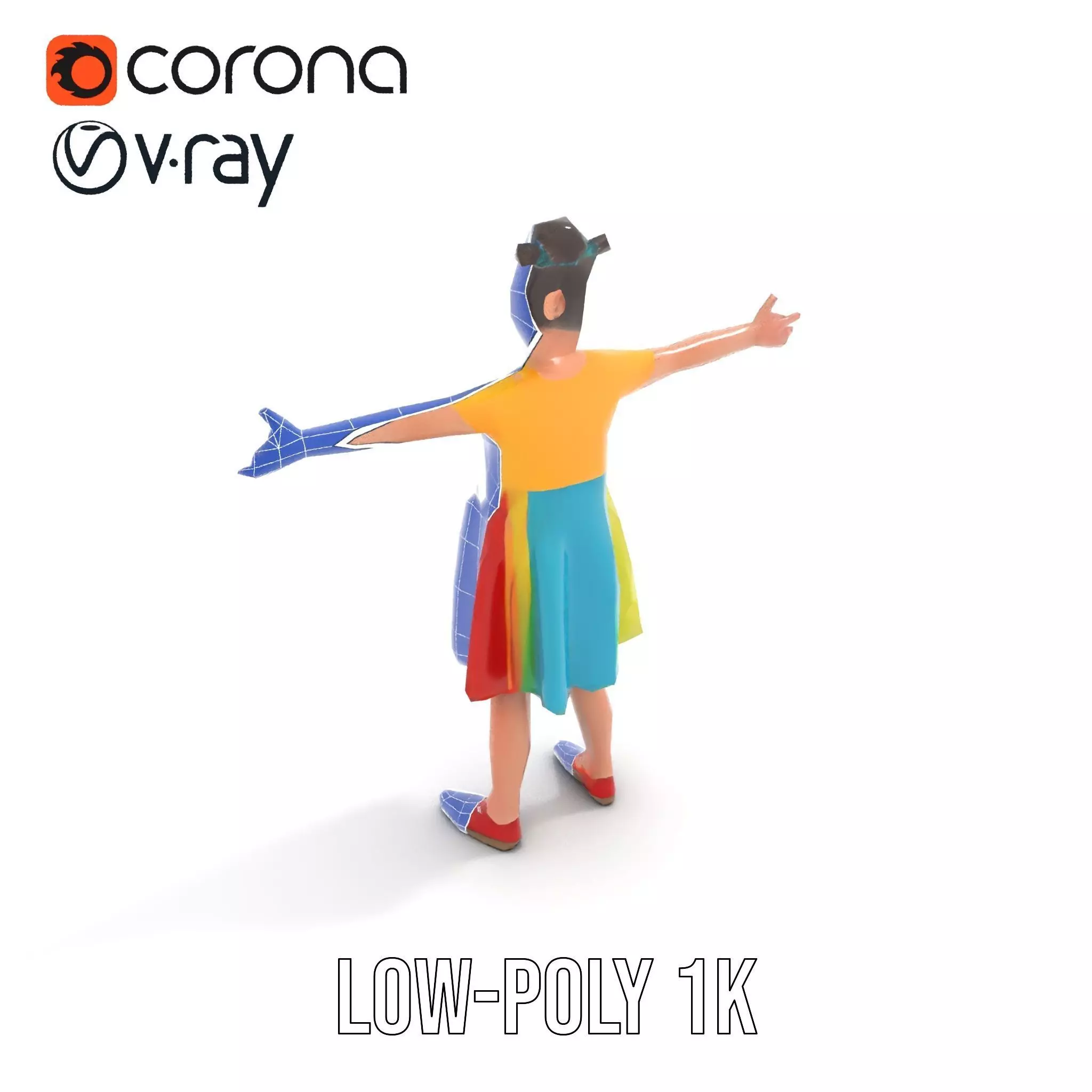 Colorful Childrens Dress Model Pack Low-poly 3D model_23