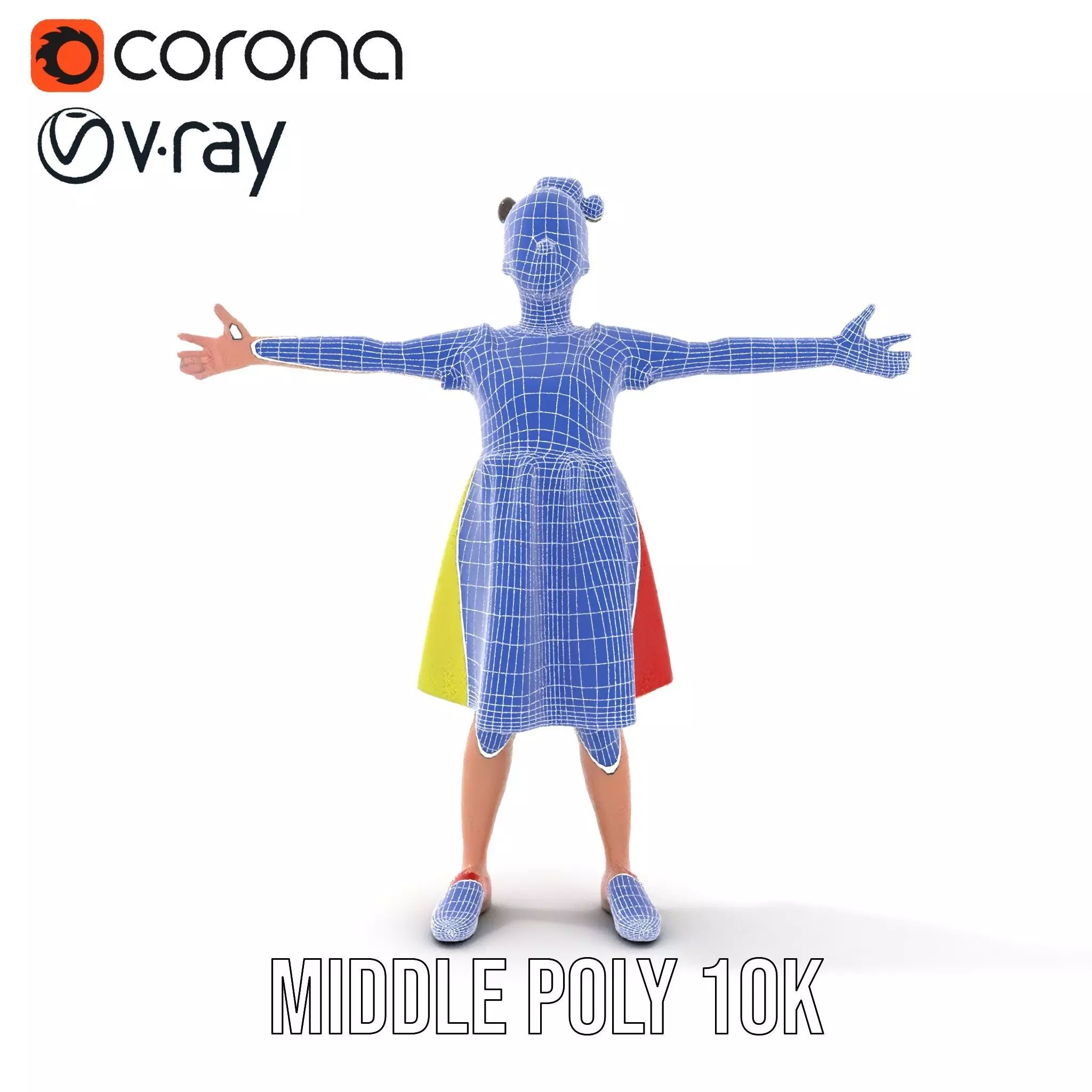 Colorful Childrens Dress Model Pack Low-poly 3D model_16