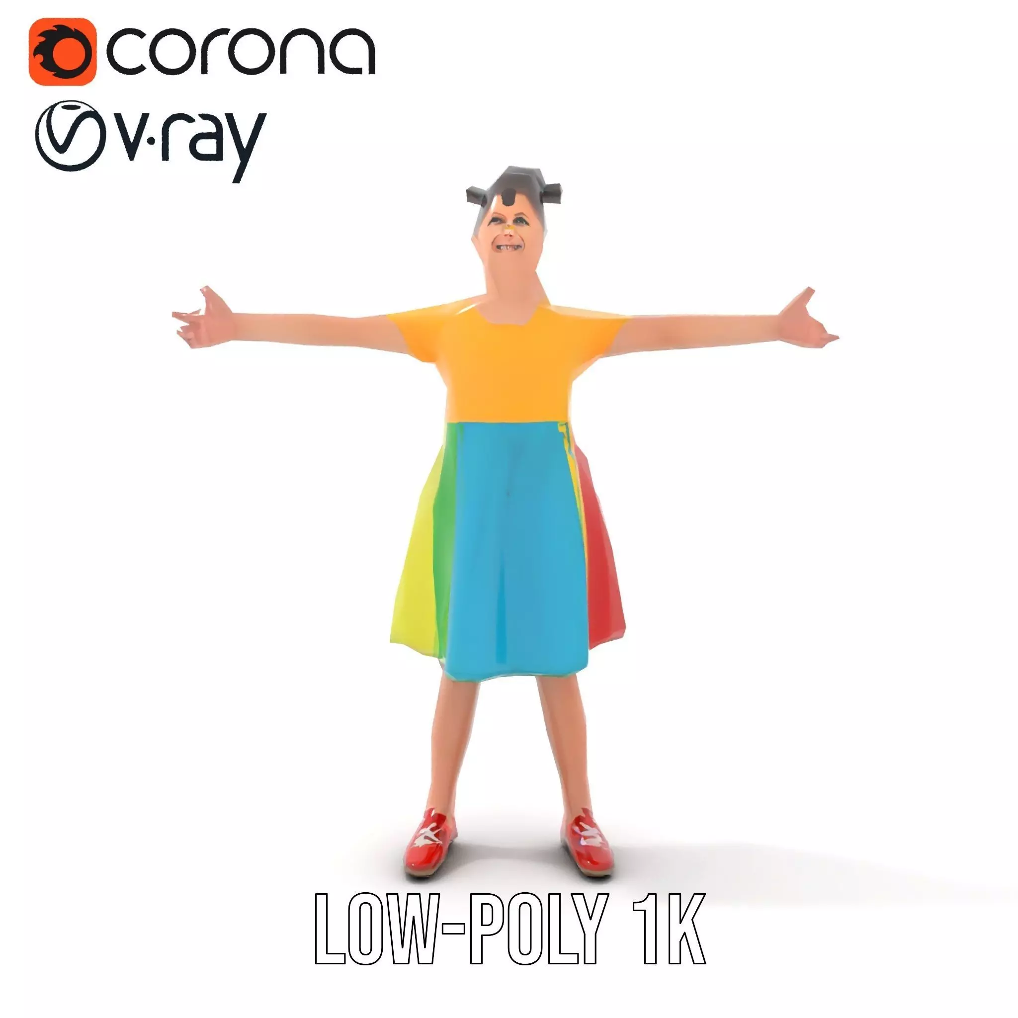 Colorful Childrens Dress Model Pack Low-poly 3D model_15