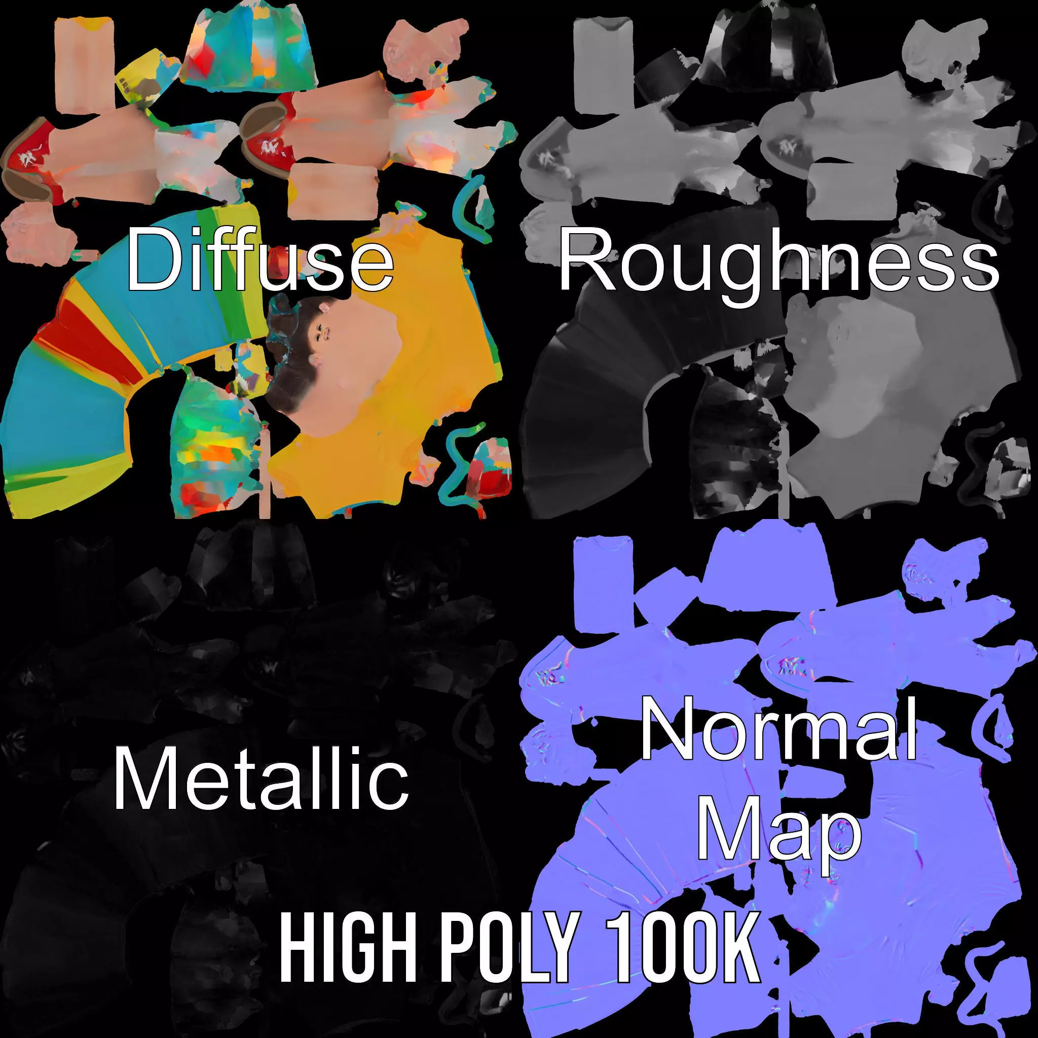 Colorful Childrens Dress Model Pack Low-poly 3D model_4