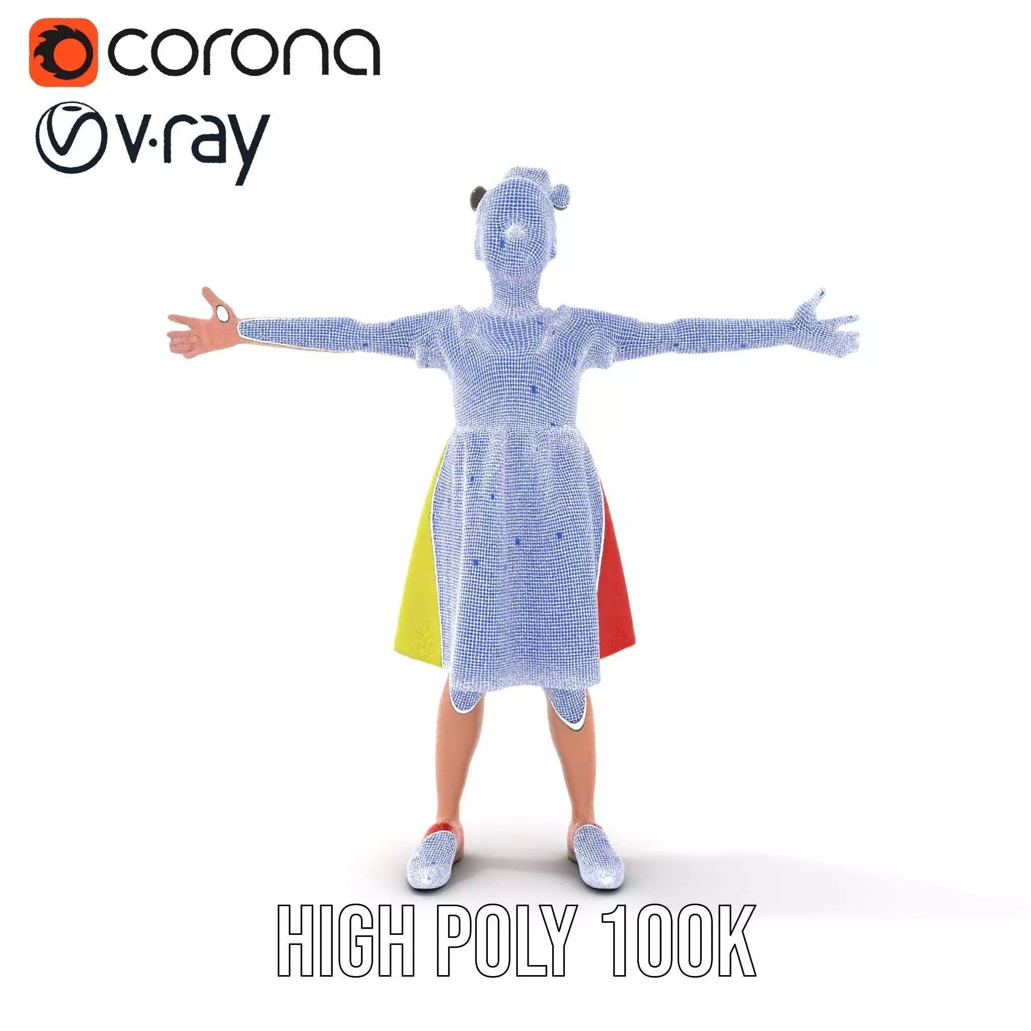 Colorful Childrens Dress Model Pack Low-poly 3D model_34