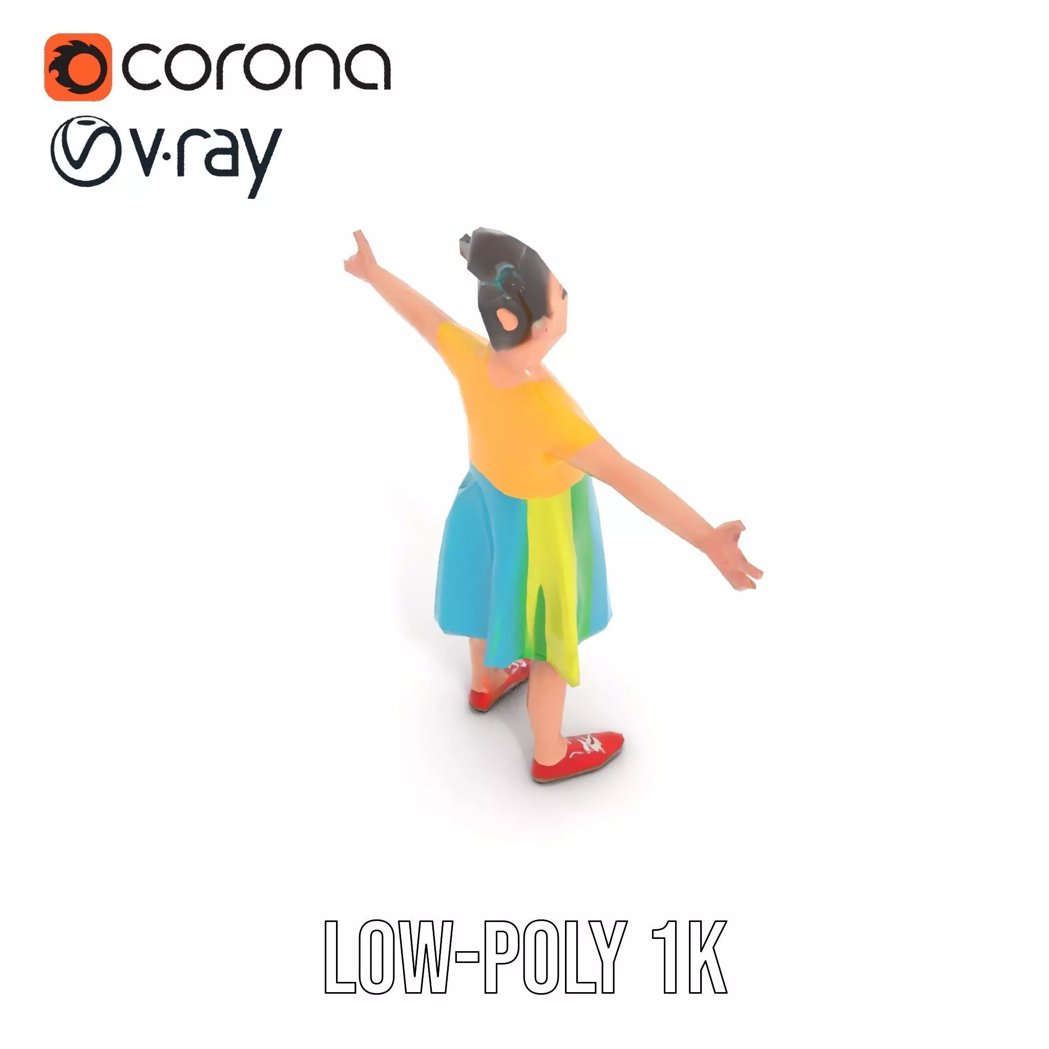 Colorful Childrens Dress Model Pack Low-poly 3D model_8