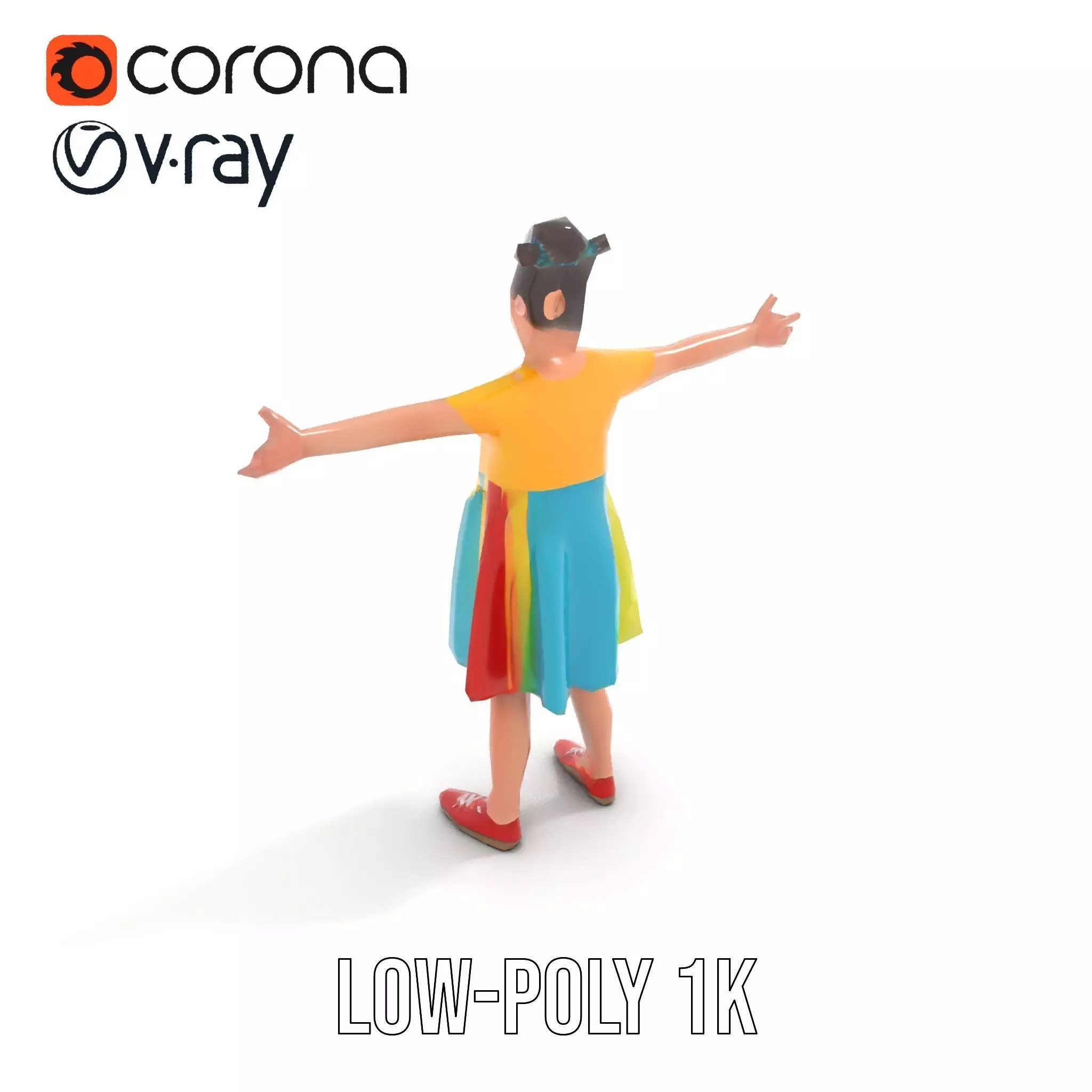Colorful Childrens Dress Model Pack Low-poly 3D model_9