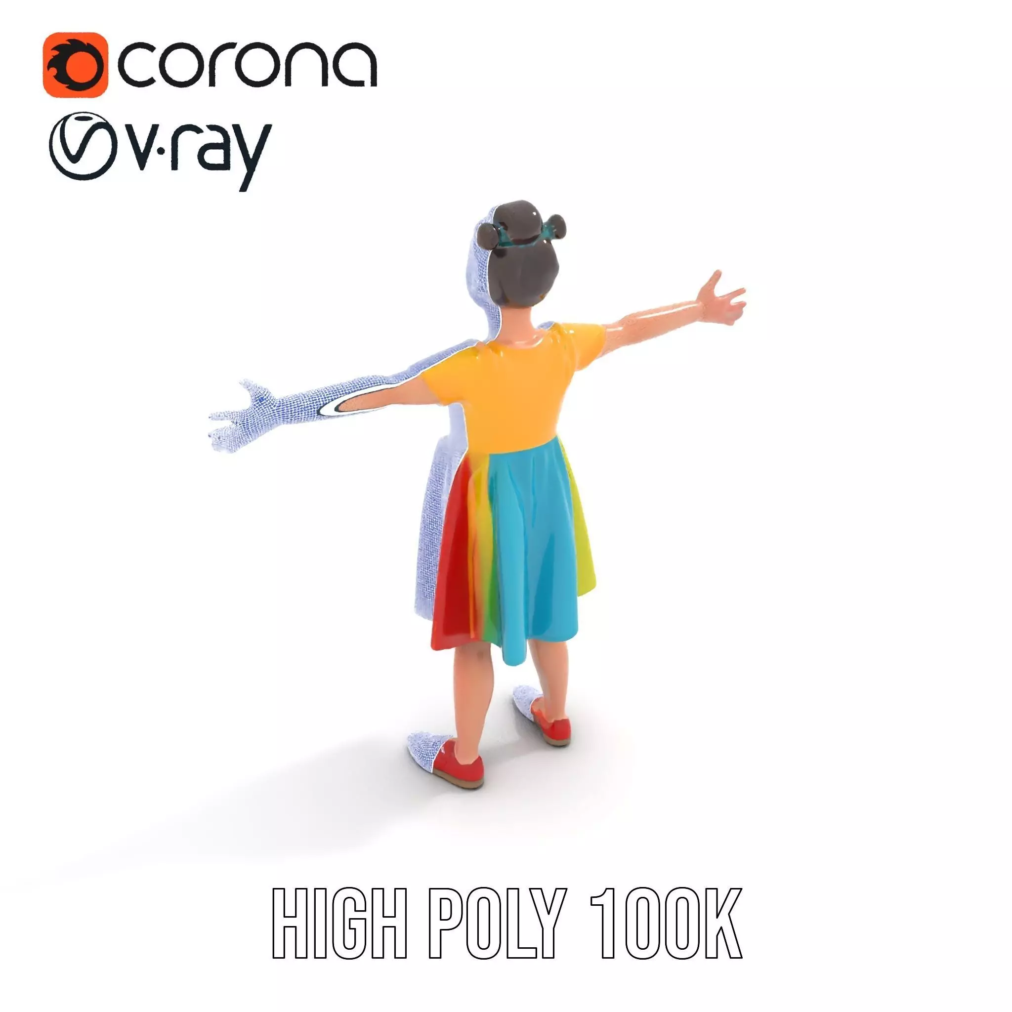 Colorful Childrens Dress Model Pack Low-poly 3D model_30