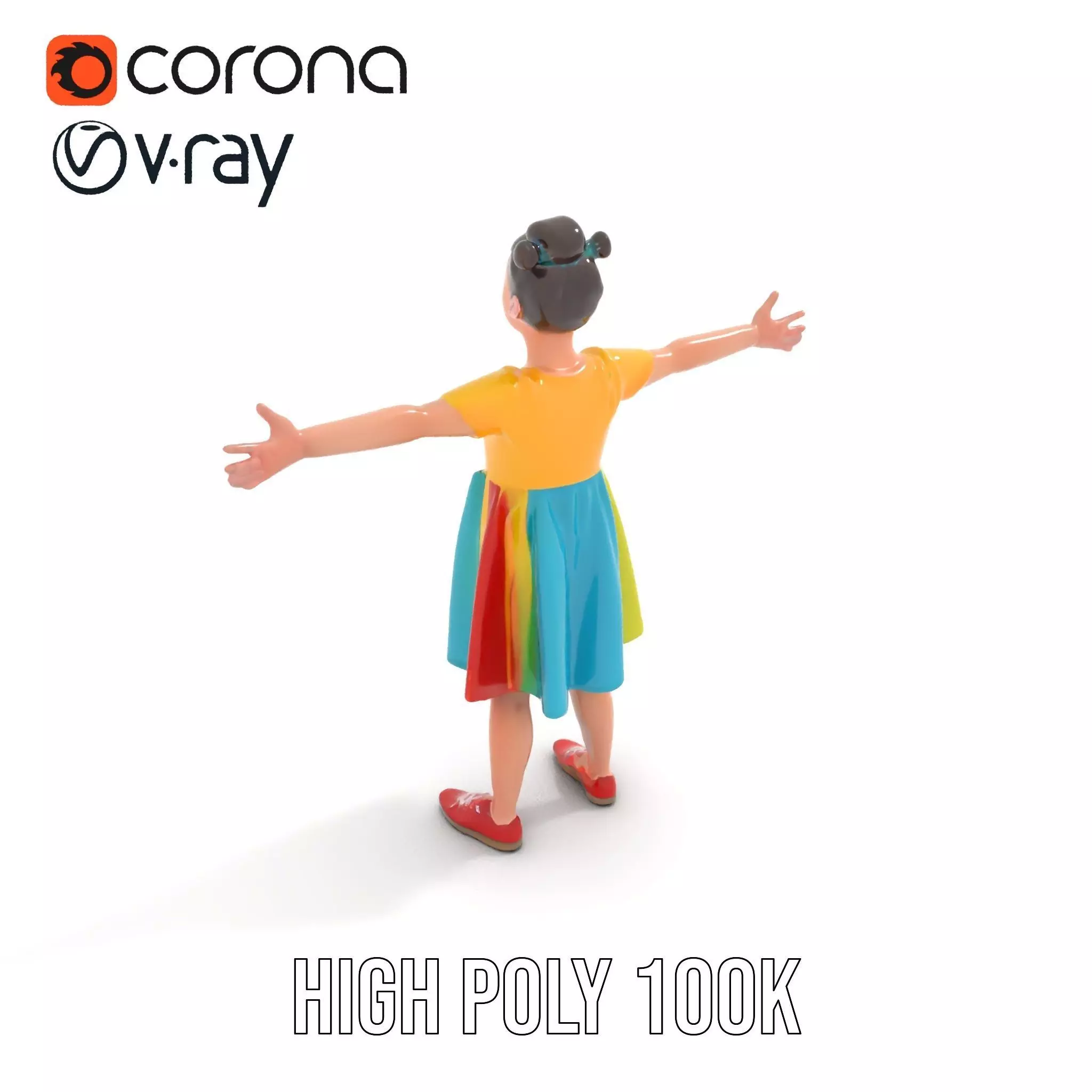 Colorful Childrens Dress Model Pack Low-poly 3D model_18